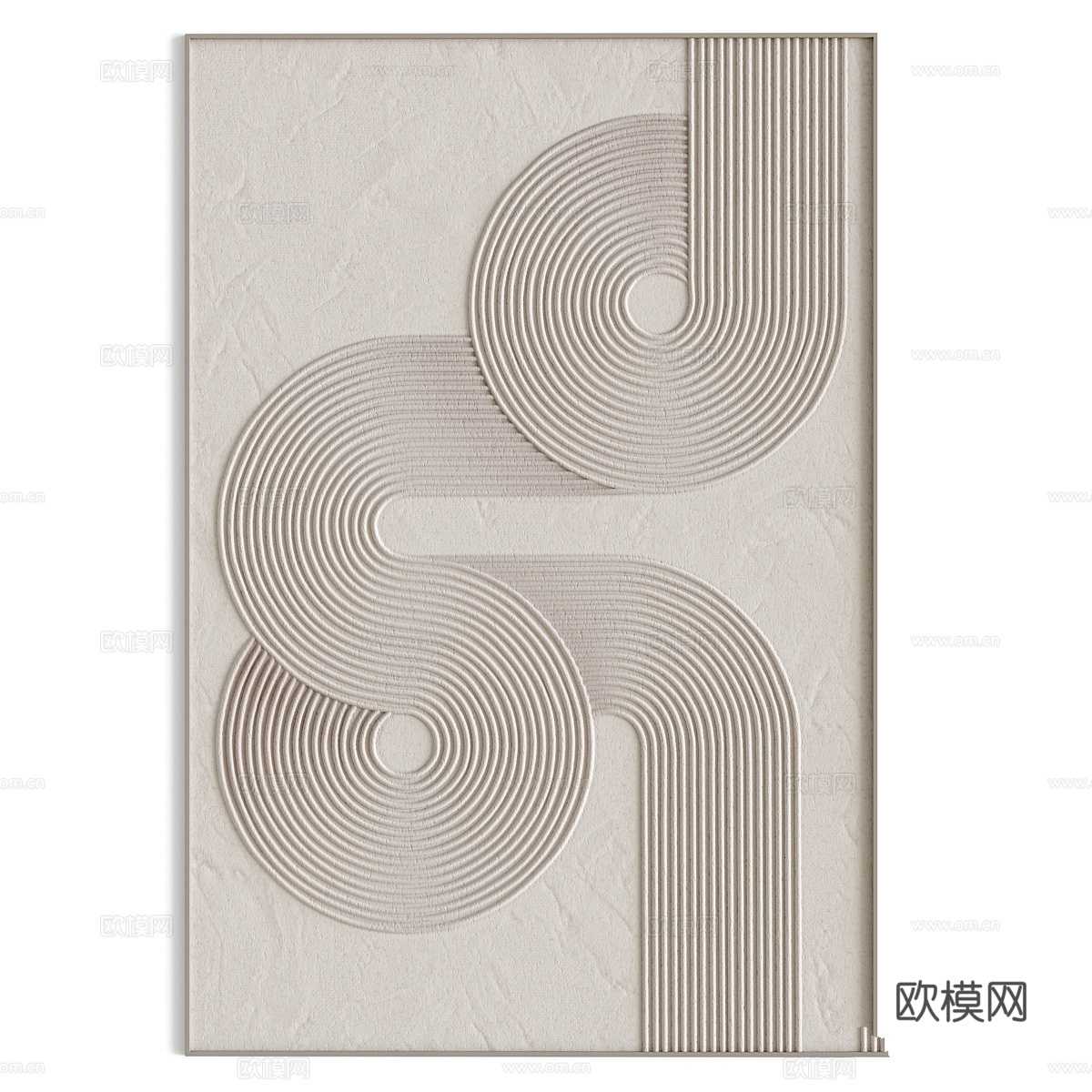 带有线条和圆圈的石膏板3d模型