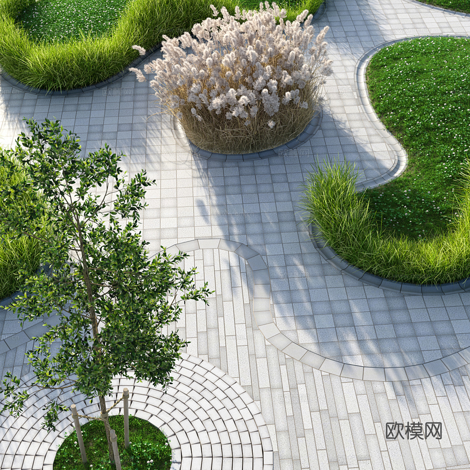 现代广场景观su模型