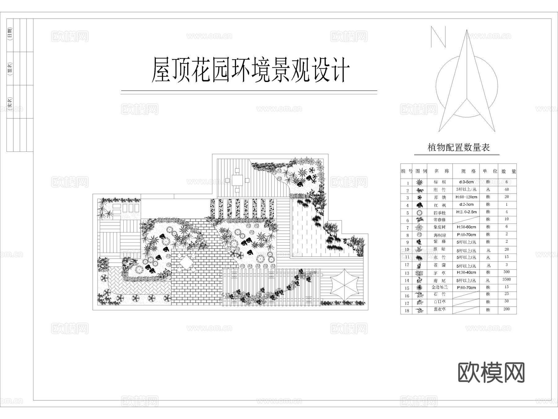 115套屋顶花园景观设计CAD图纸cad施工图
