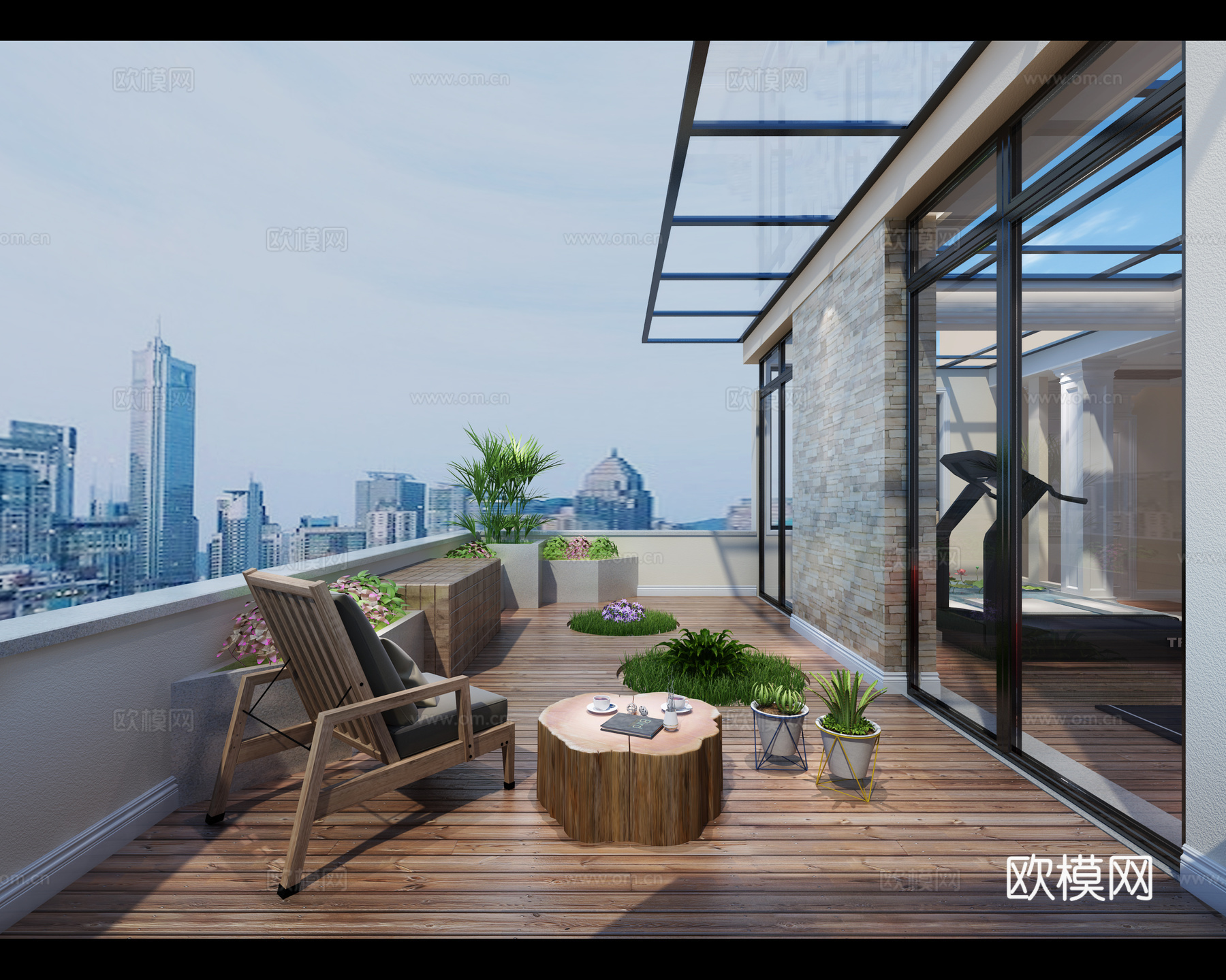 现代花园阳台 休闲椅3d模型