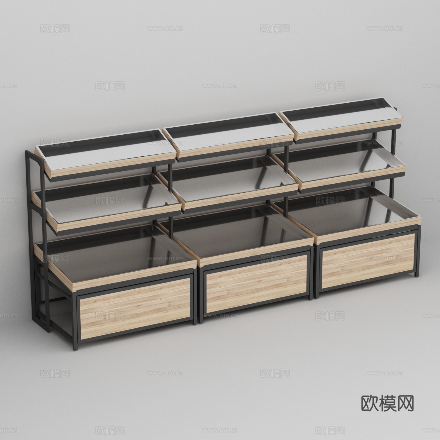 水果店不锈钢盆货架3d模型