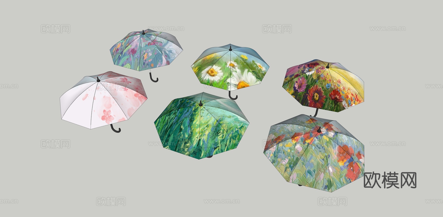 雨伞 遮阳伞 花纹伞su模型