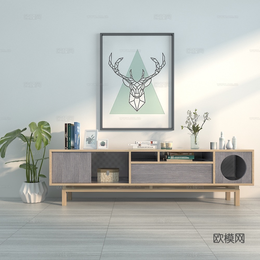 北欧电视柜3d模型