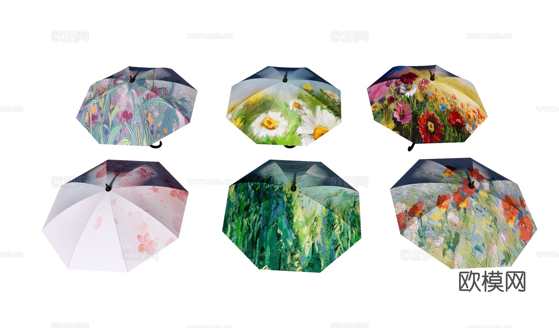 雨伞 遮阳伞 花纹伞su模型