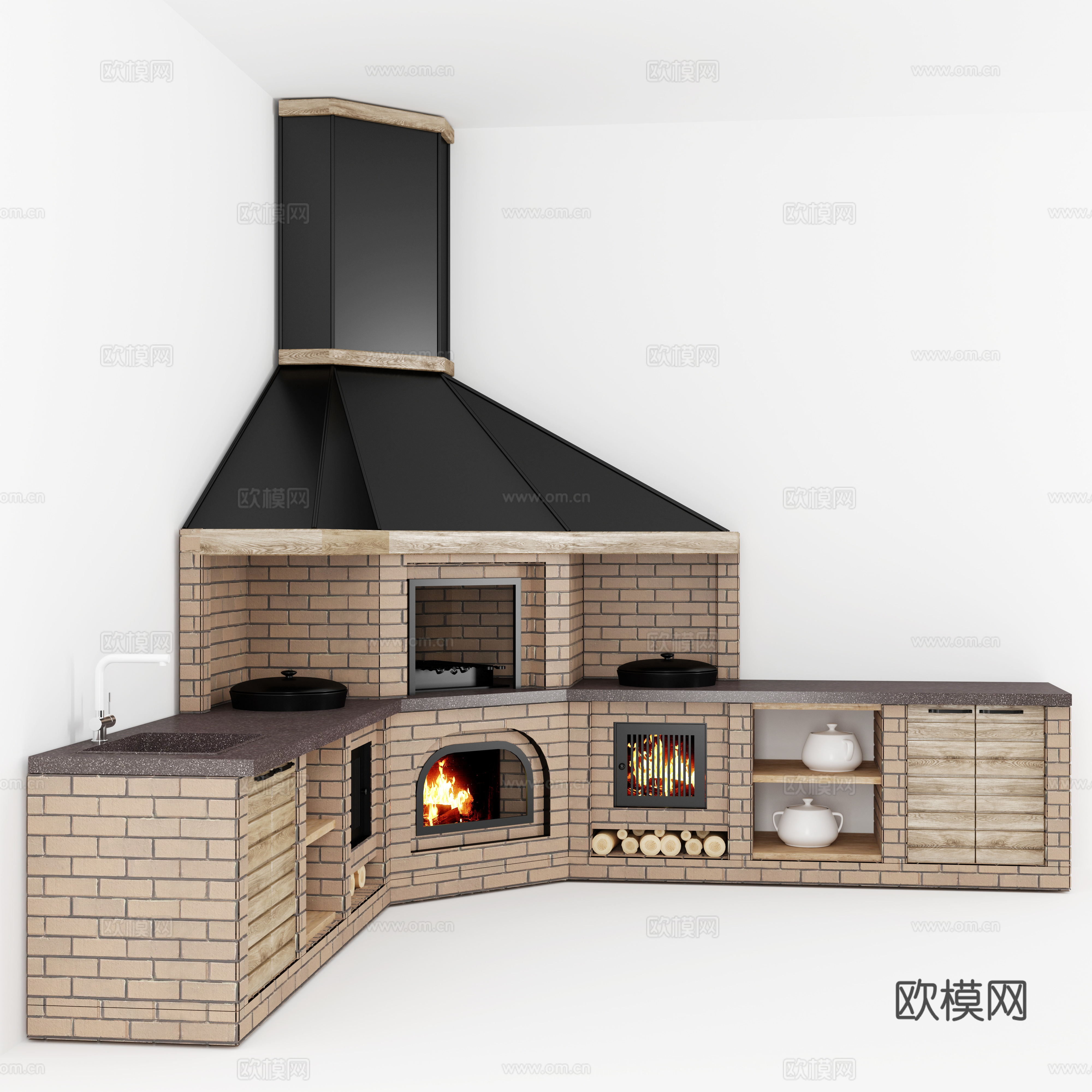 乡村灶台 灶台3d模型