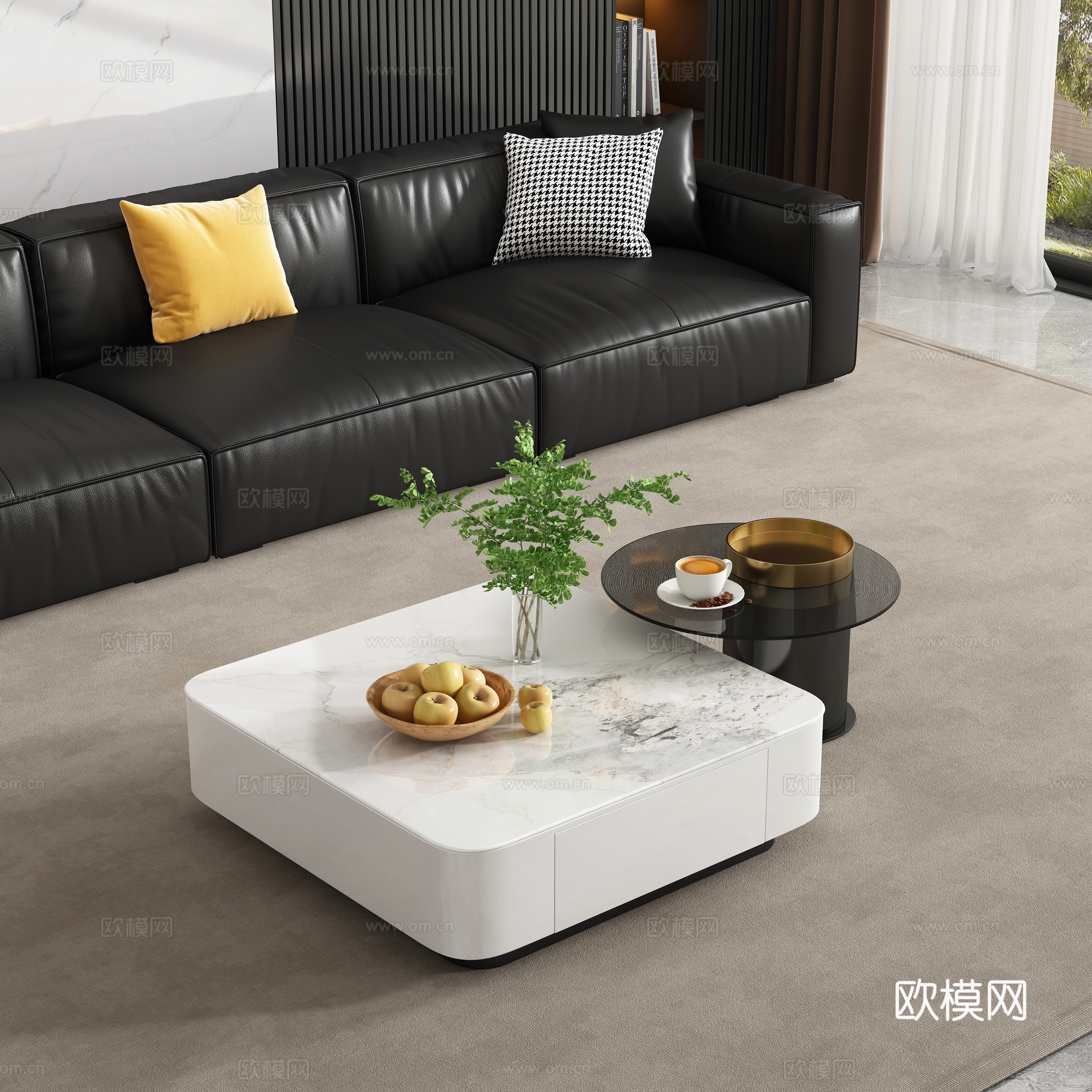 现代沙发字母茶几3d模型