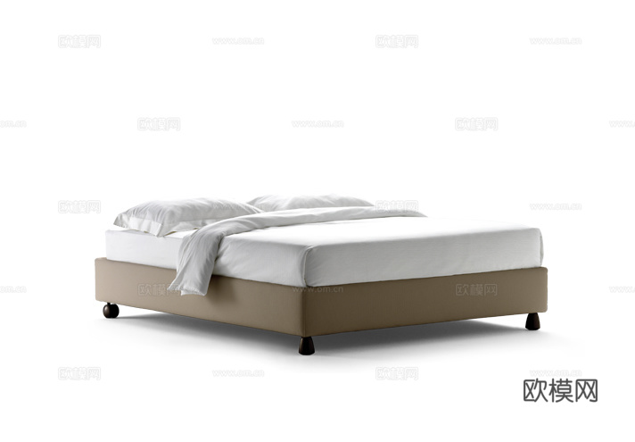 Flou 双人床架 床垫3d模型下载