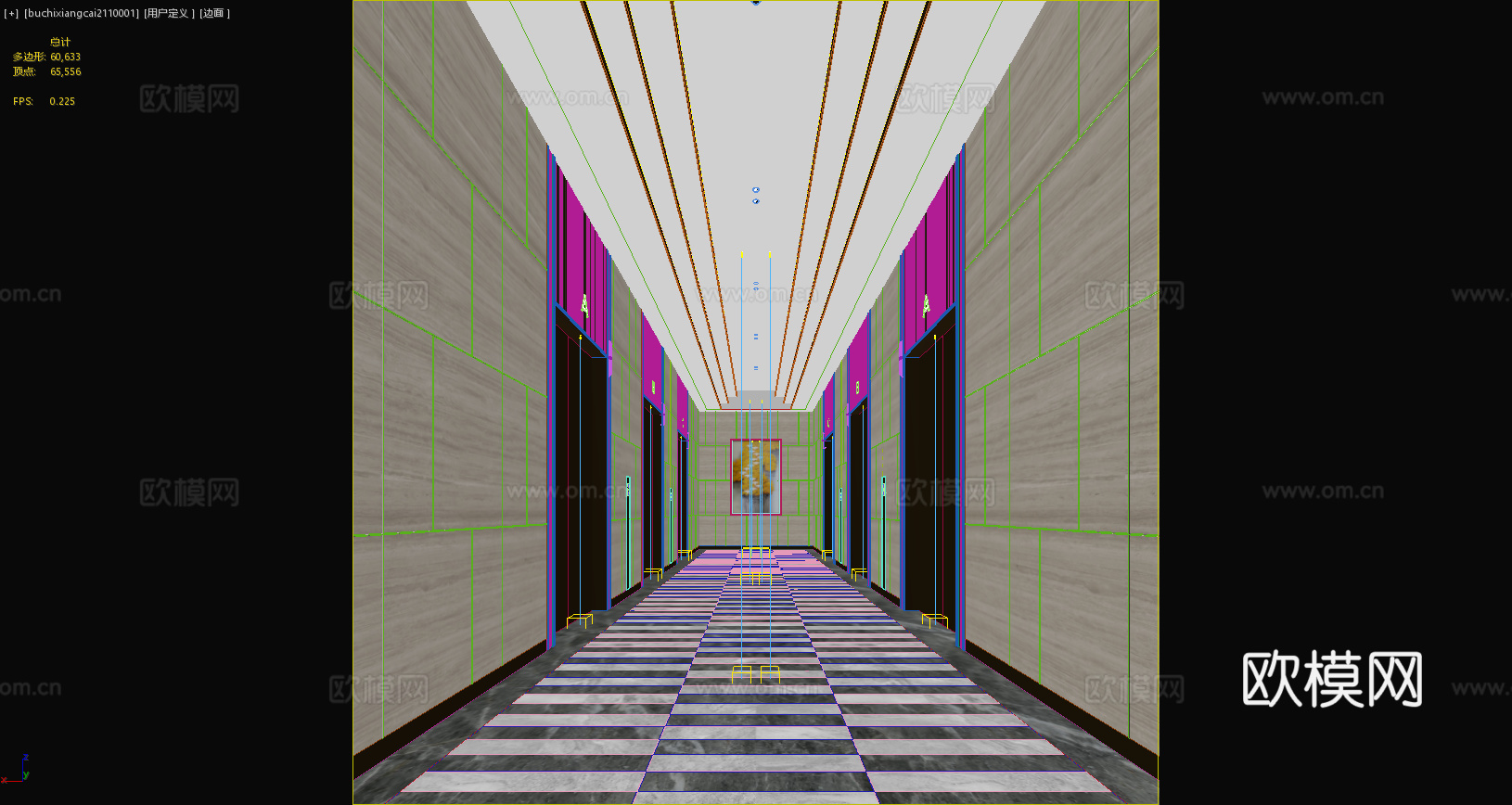 现代电梯厅 电梯 现代挂画 现代走廊 现代瓷砖3d模型下载（渲染图3）