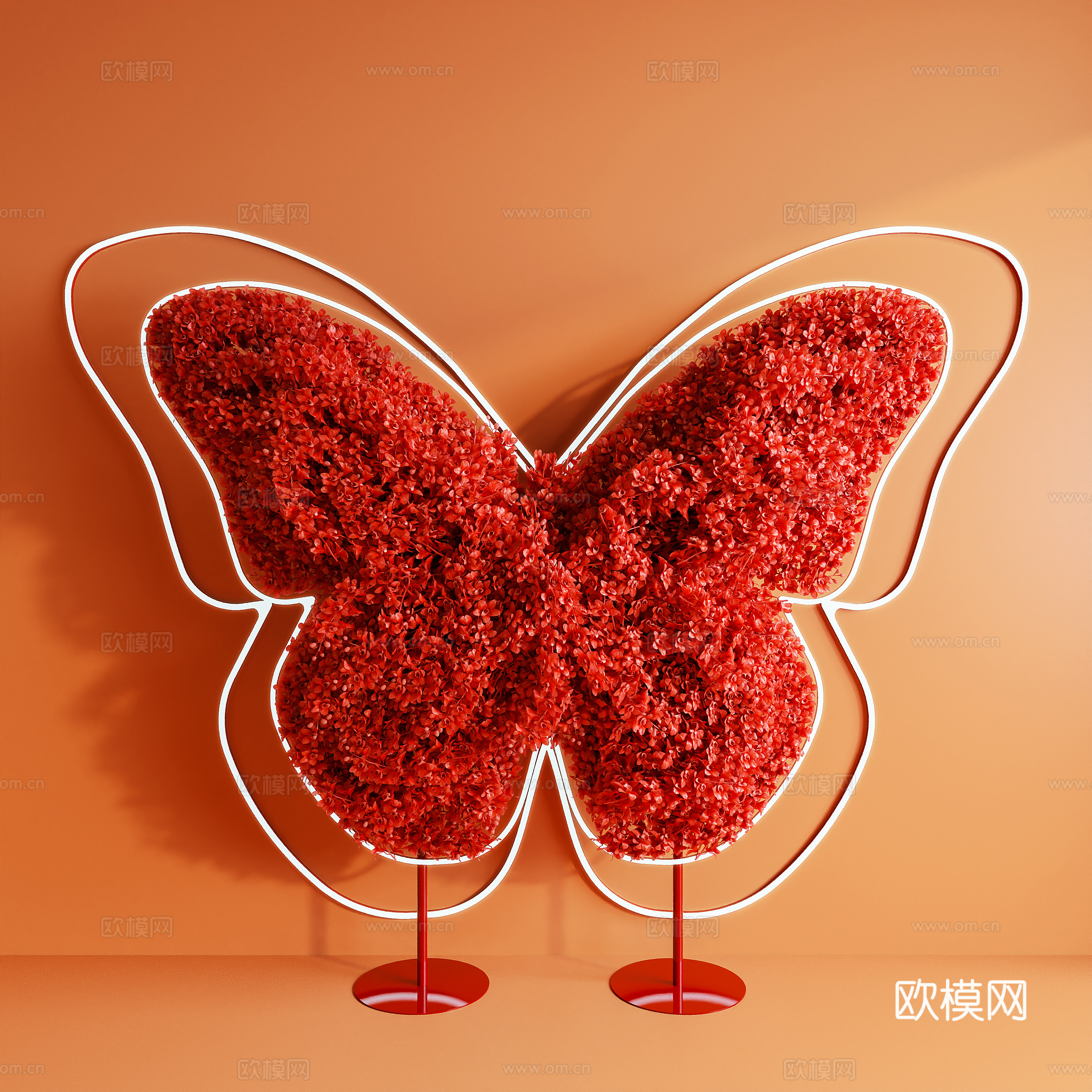 美陈 艺术装置 蝴蝶 花艺装置3d模型