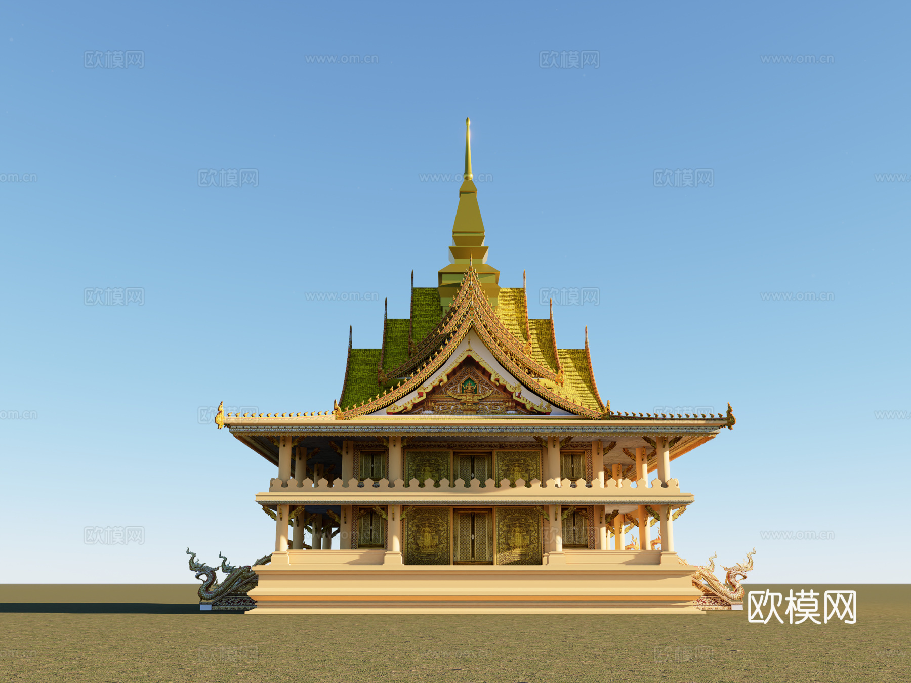 东南亚寺庙戒堂3d模型