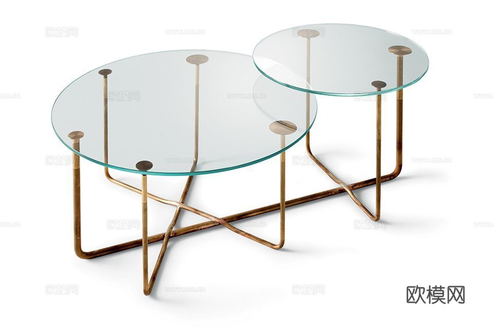 Gallotti&Radice 玻璃圆茶几3d模型下载（渲染图1）