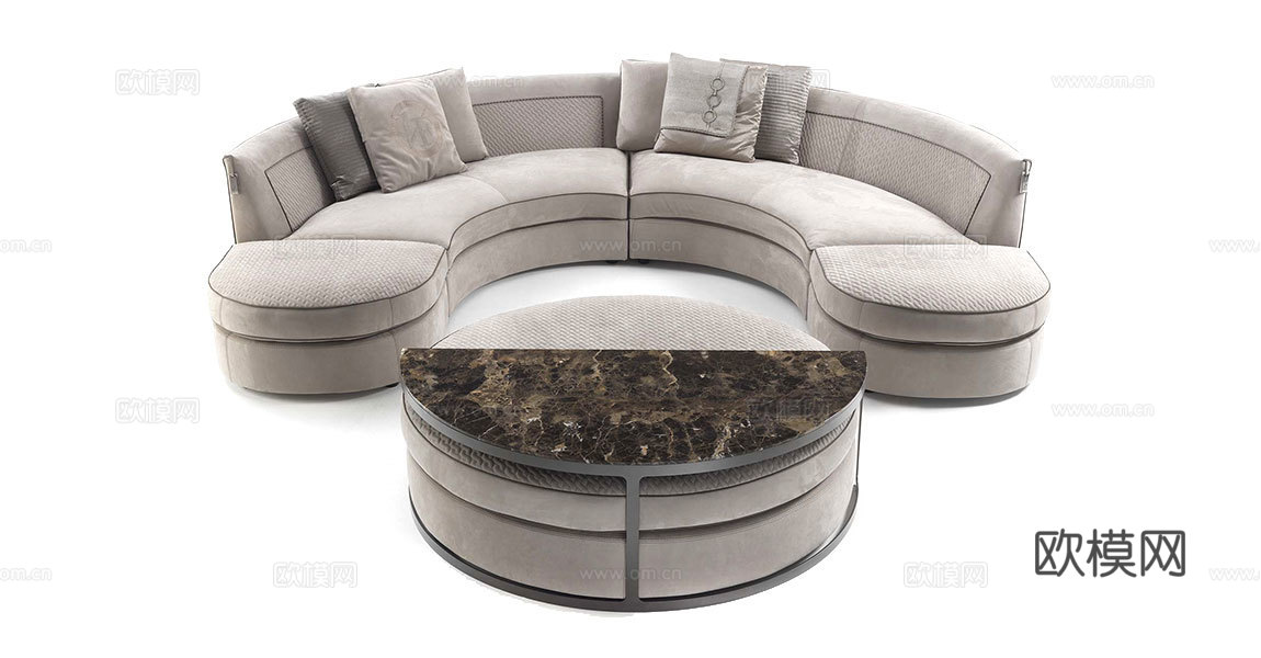 VF 意式圆形组合沙发3d模型下载（渲染图1）