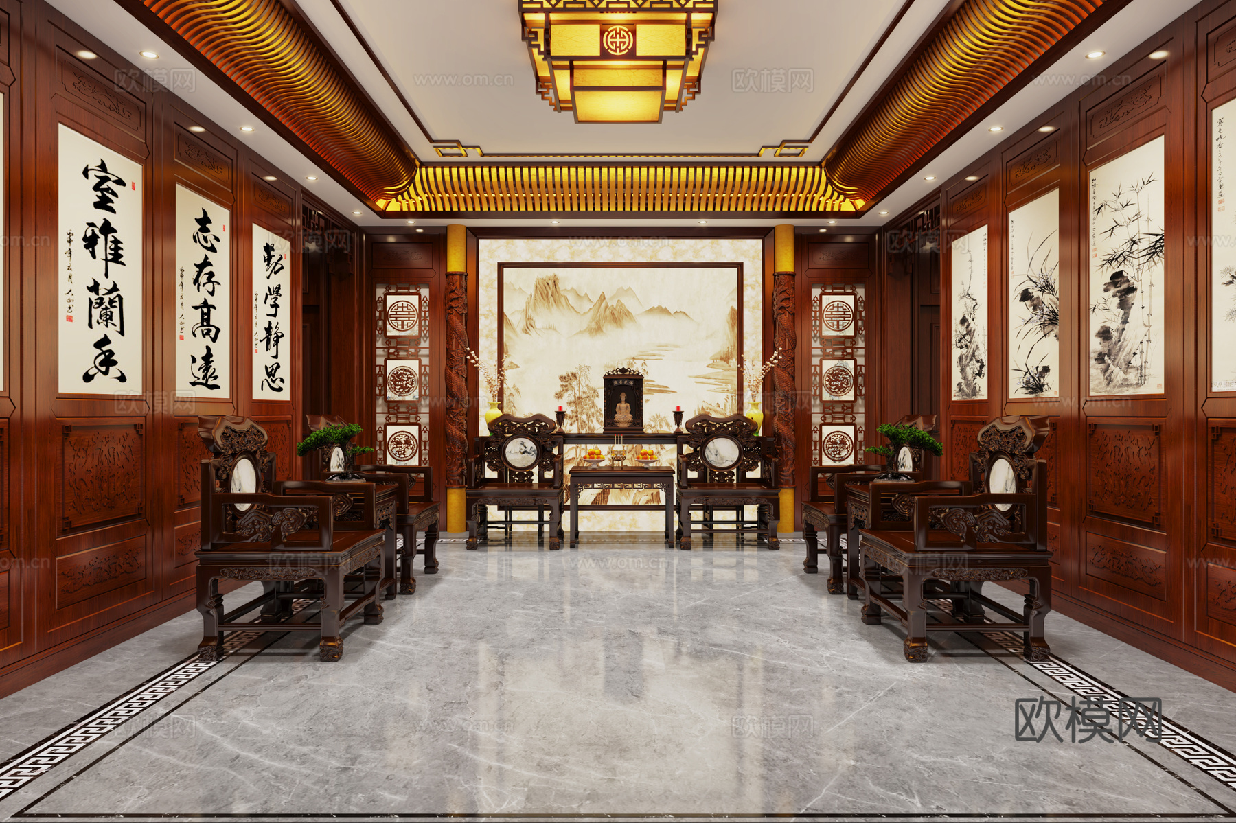 中式中堂 中式佛龛 中式客厅3d模型