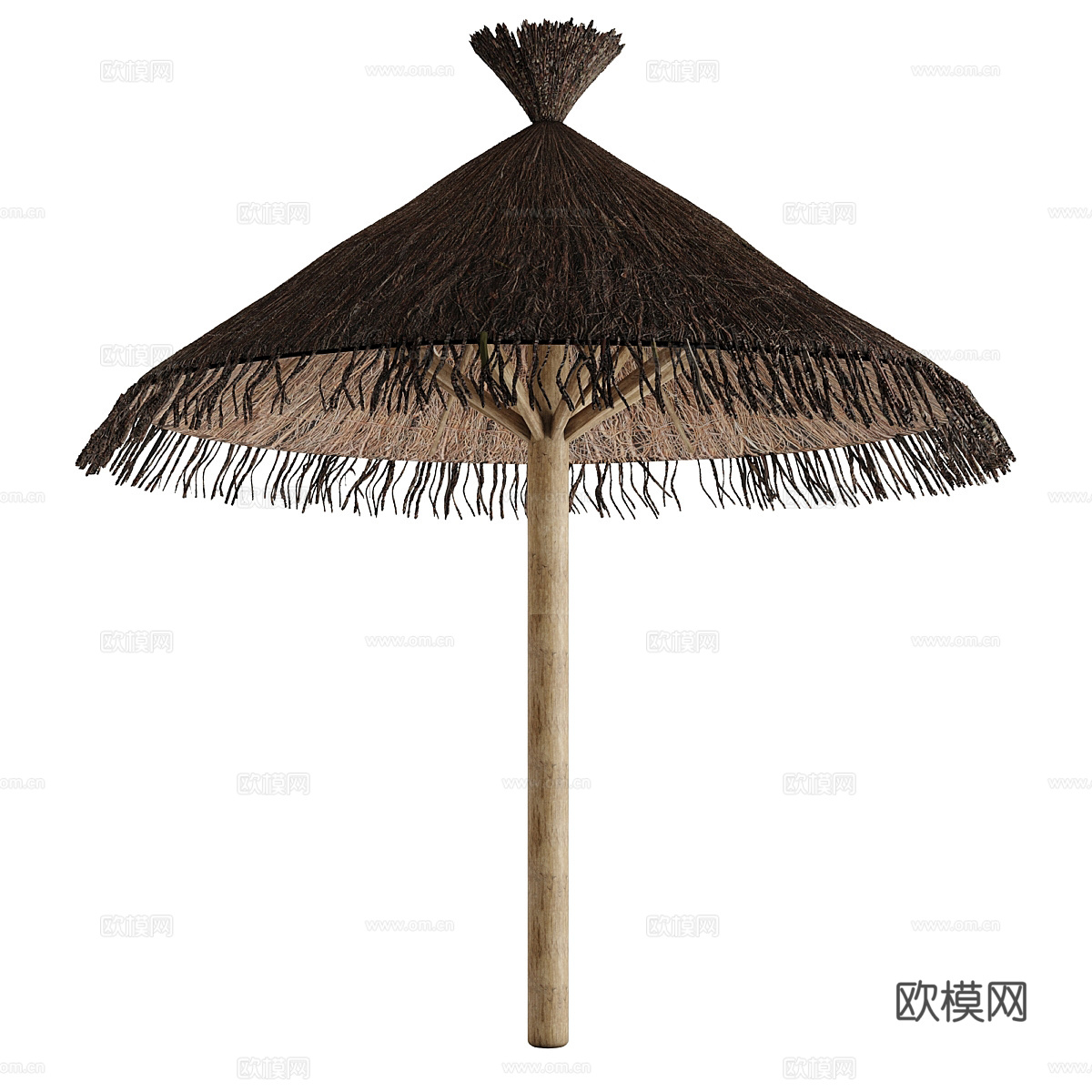 新中式侘寂草屋 遮阳伞3d模型