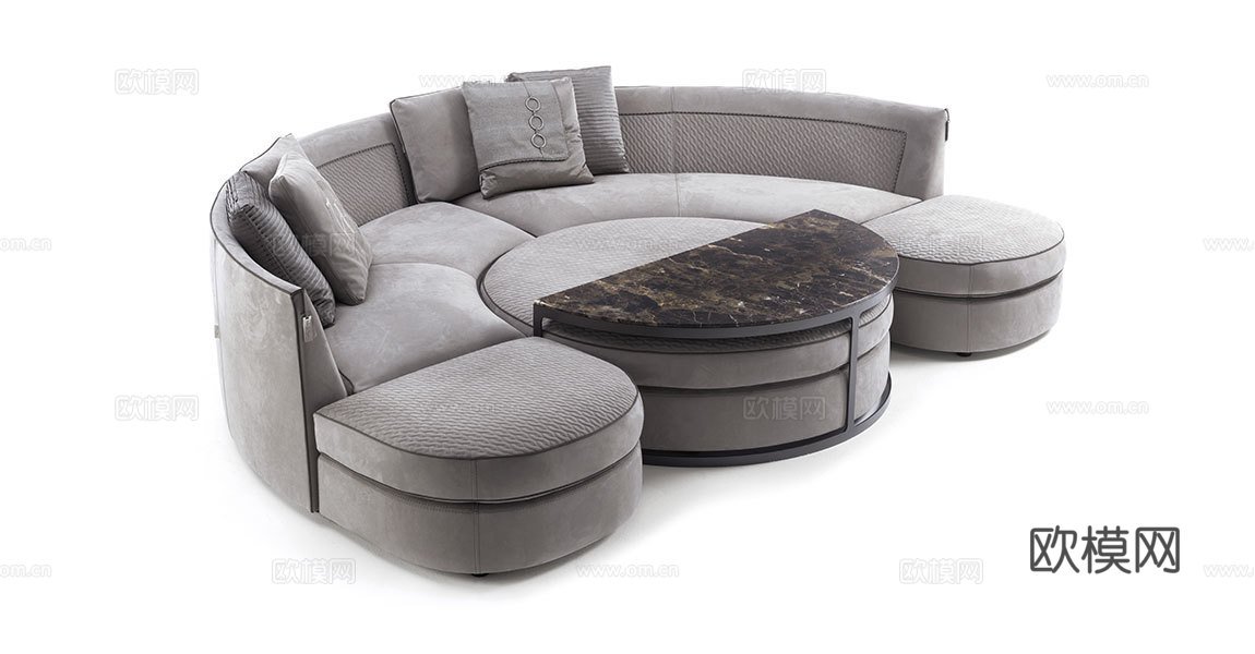 VF 意式圆形组合沙发3d模型下载（渲染图3）