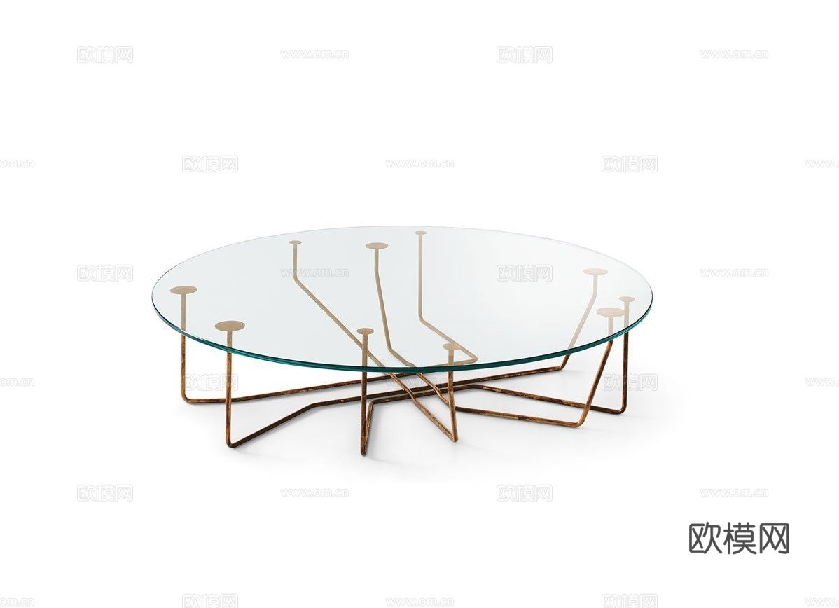 Gallotti&Radice 玻璃圆茶几3d模型下载（渲染图2）
