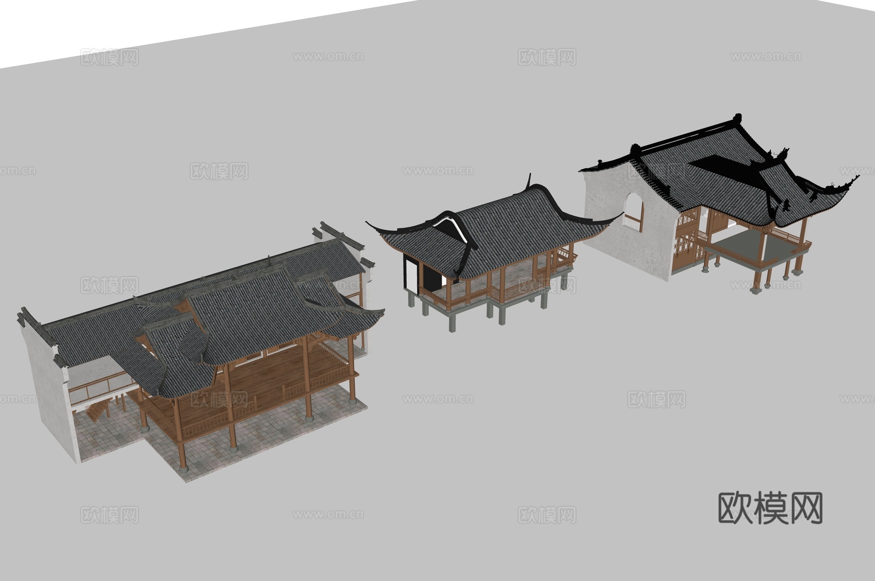 中式戏台 古建戏台 演出台 古建筑su模型