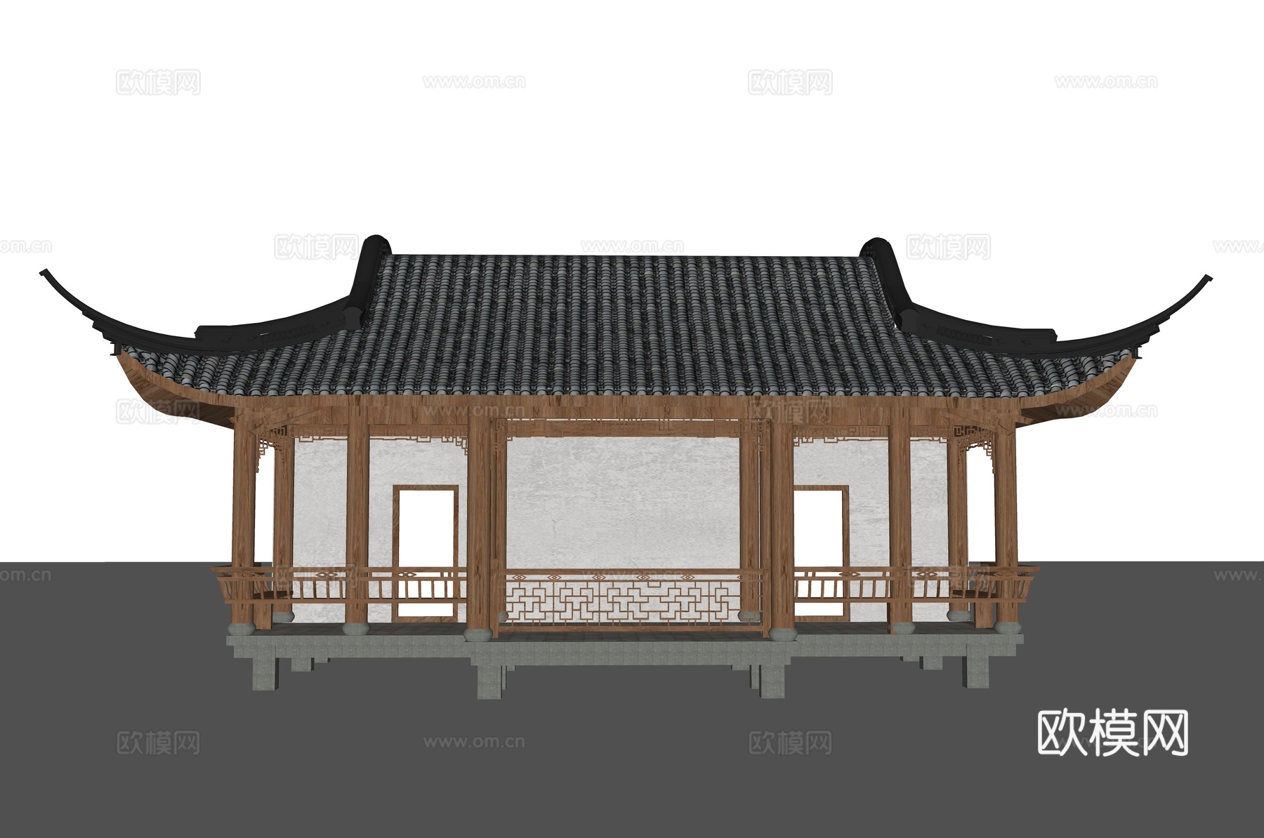 中式戏台 古建戏台 演出台 古建筑su模型