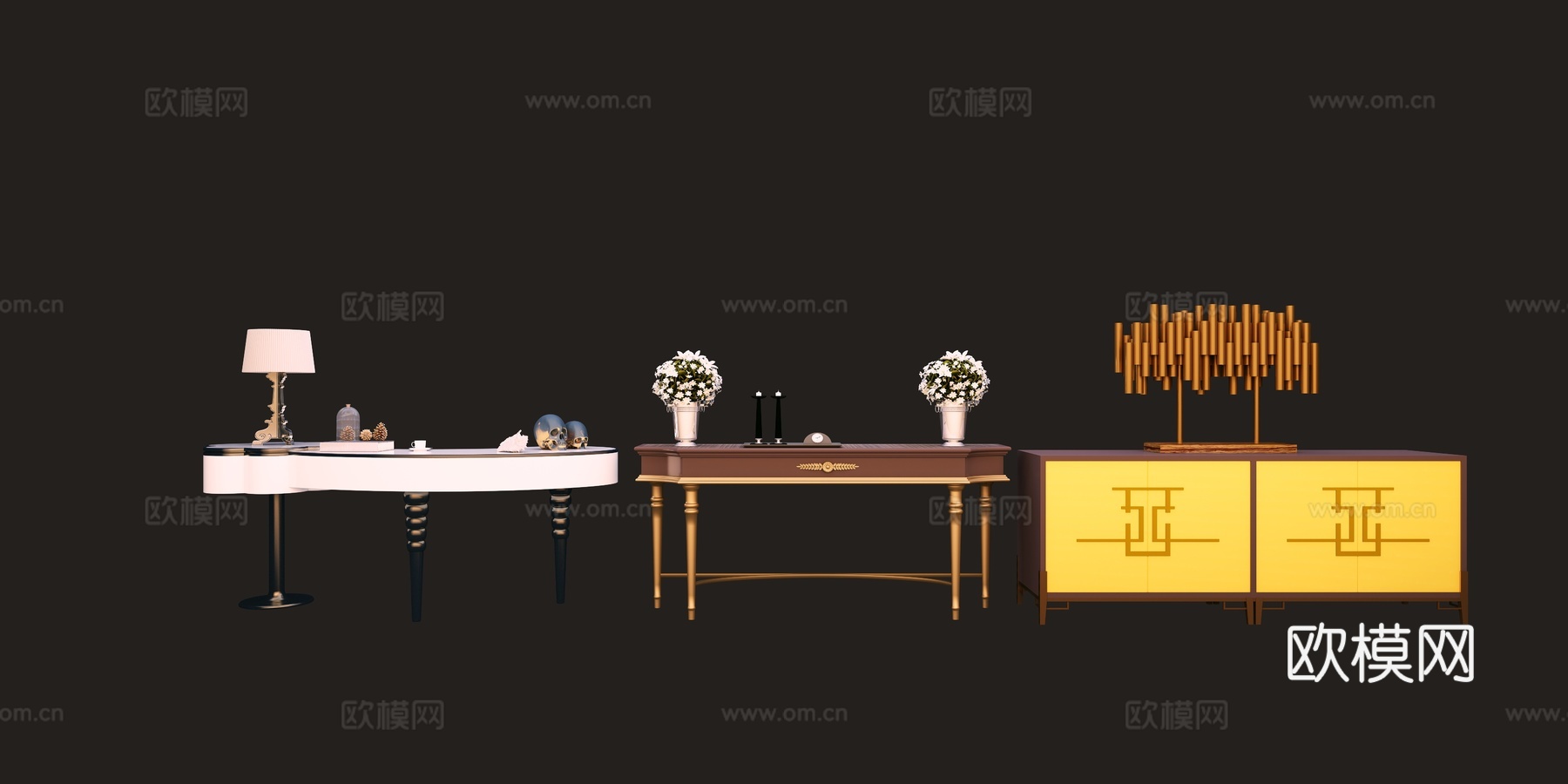 欧式简约玄关柜柜子3d模型