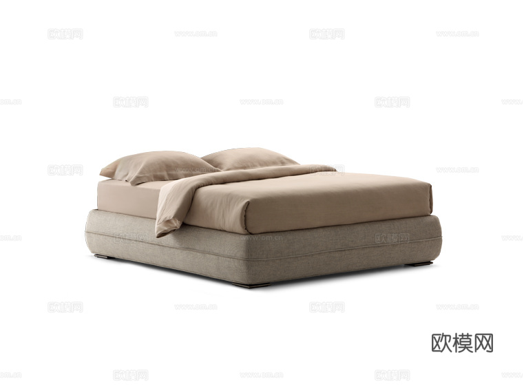 Flou 双人床架 床垫3d模型下载
