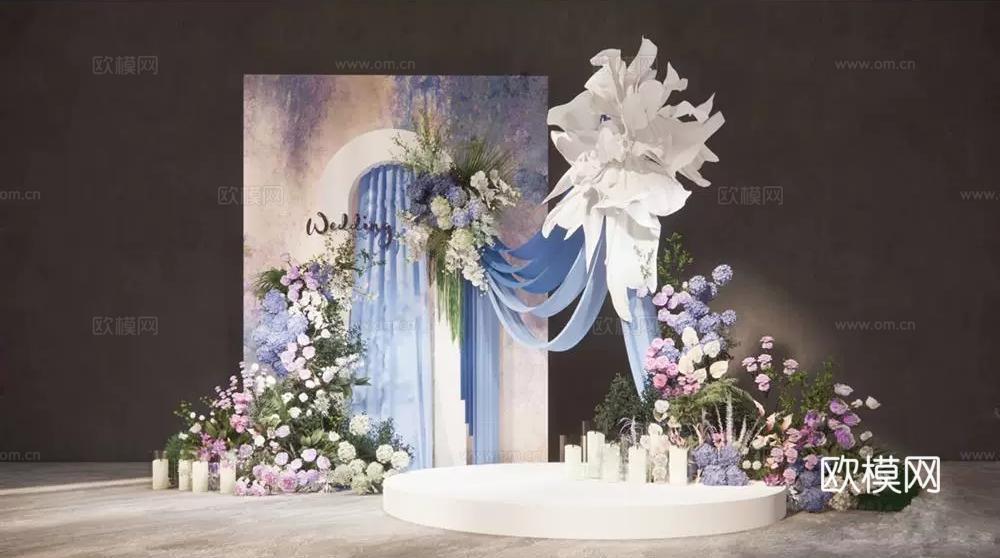 现代油画风婚礼 花艺美陈su模型