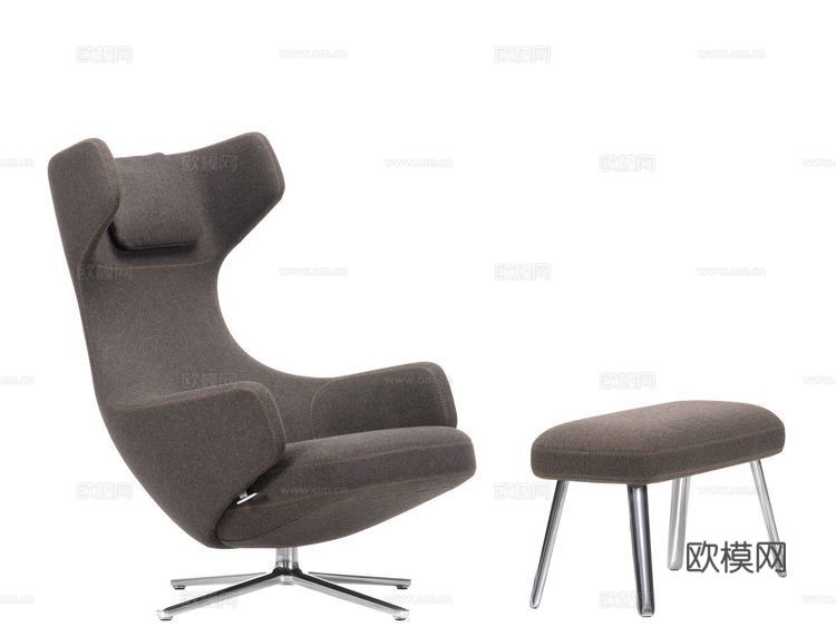 vitra 休闲椅 脚踏3d模型下载（渲染图2）