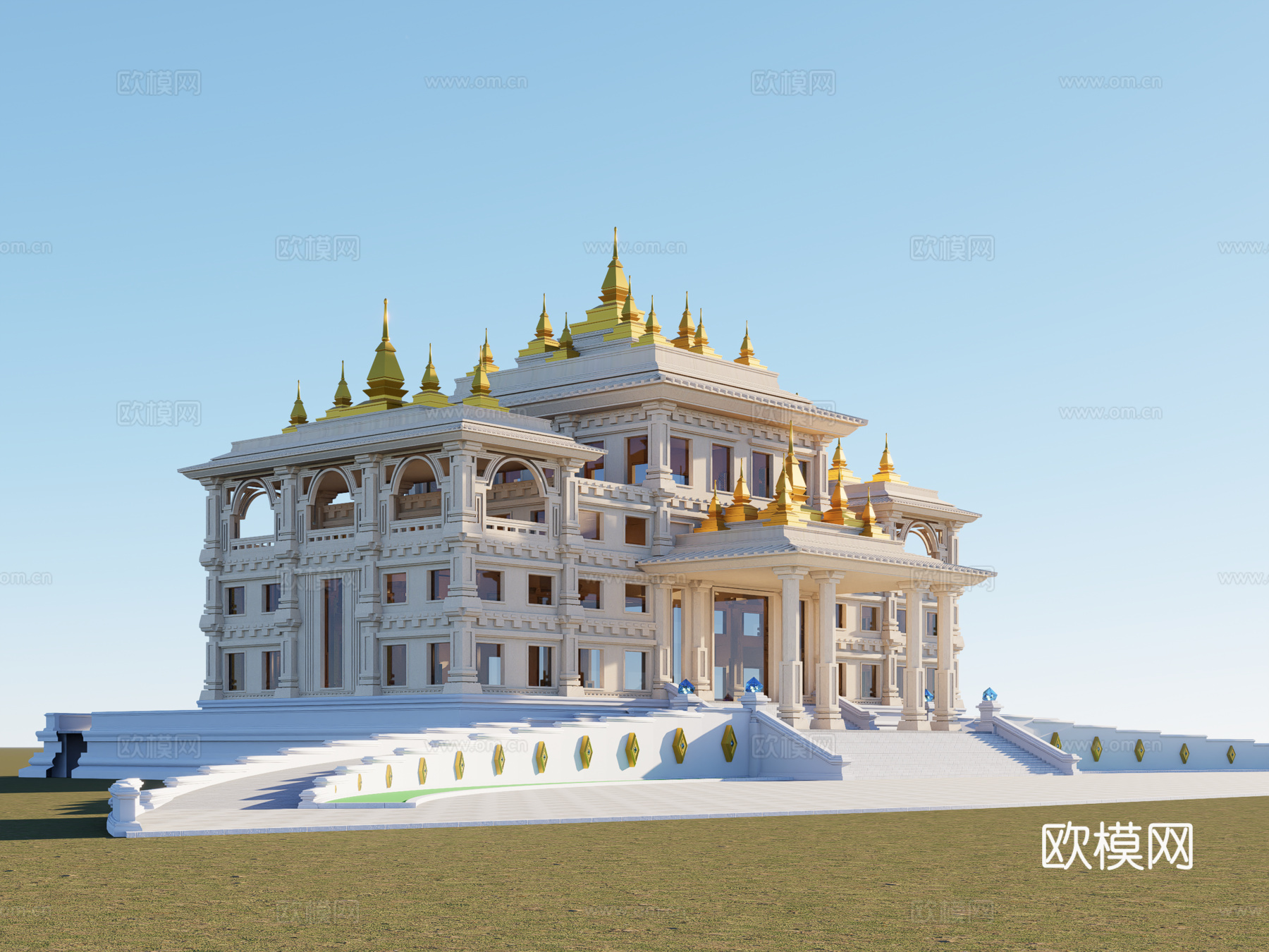 东南亚风格教学楼3d模型