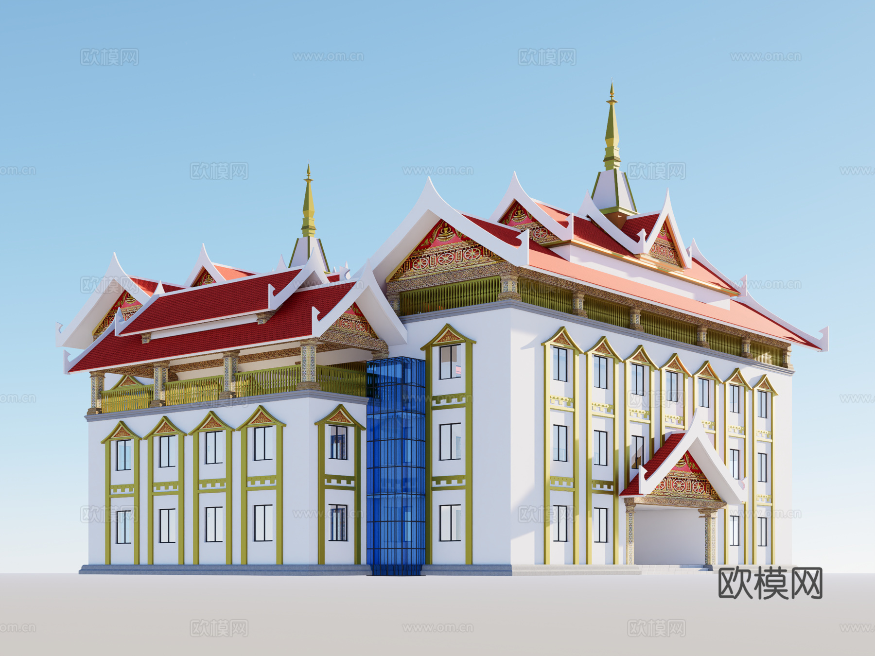 东南亚建筑学校宿舍3d模型