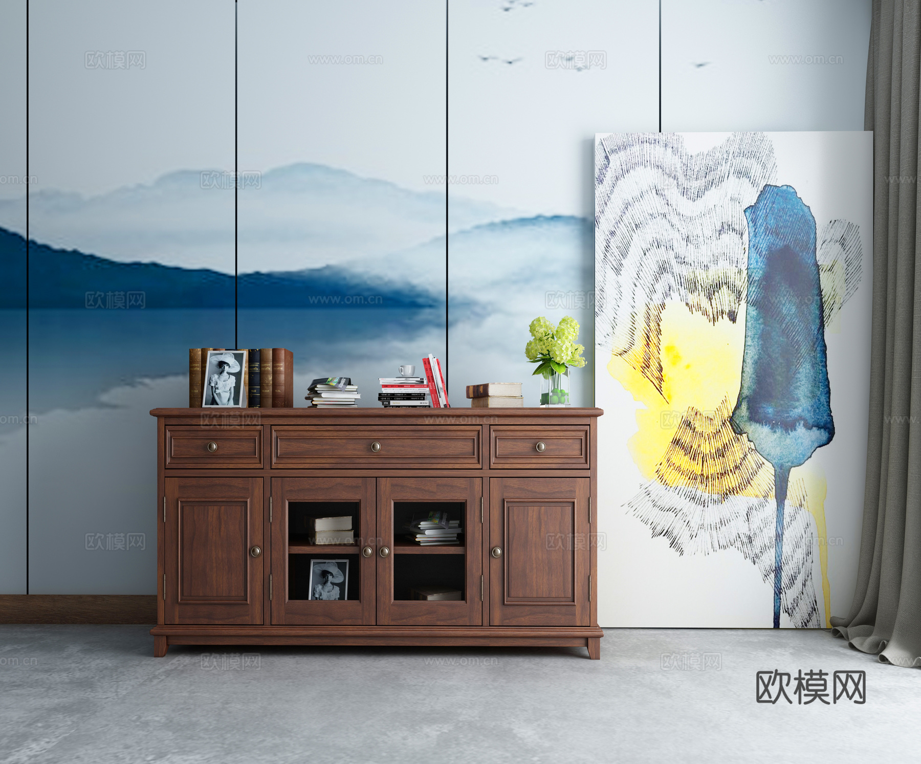 新中式玄关柜 端景柜3d模型