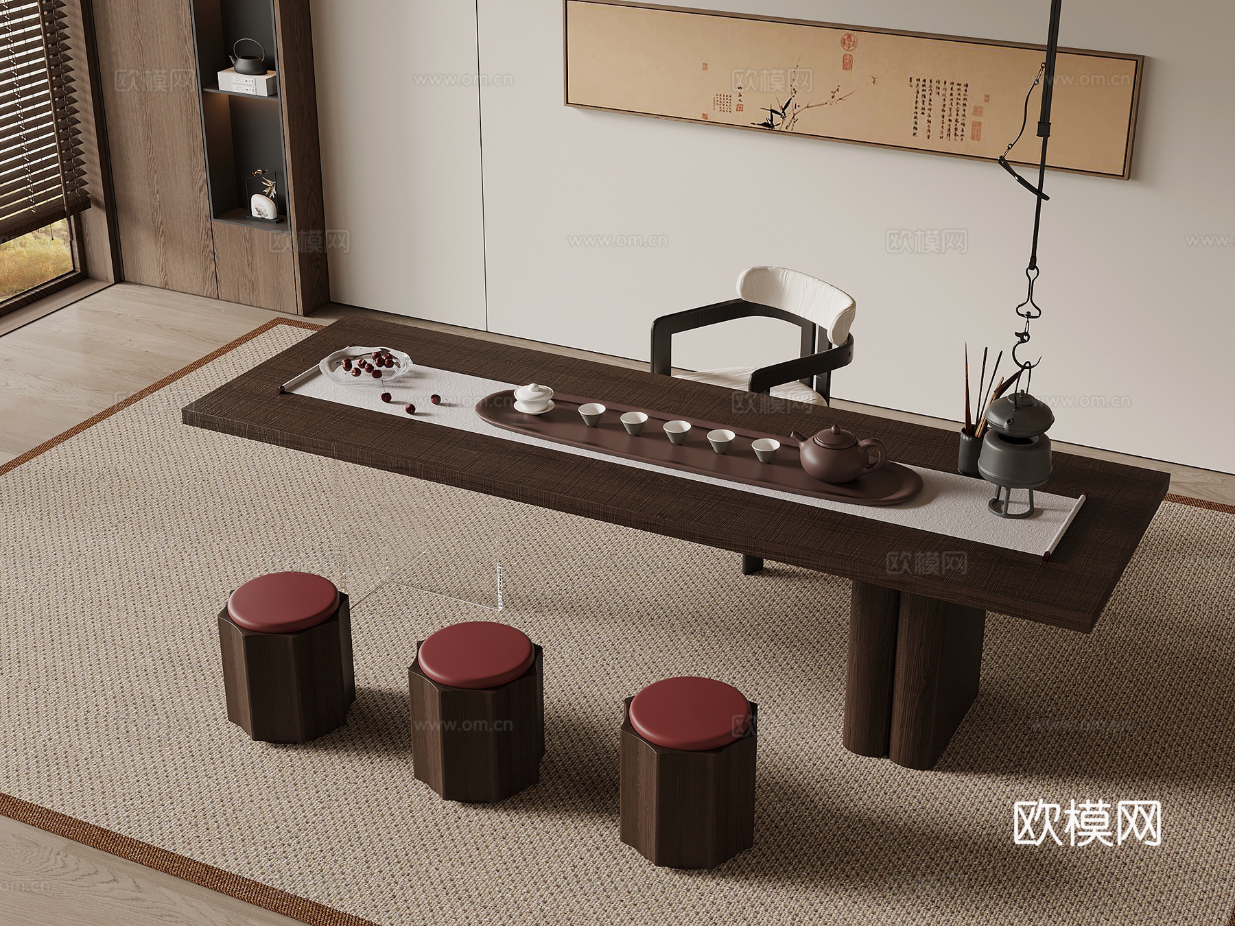 新中式茶桌椅 茶台3d模型