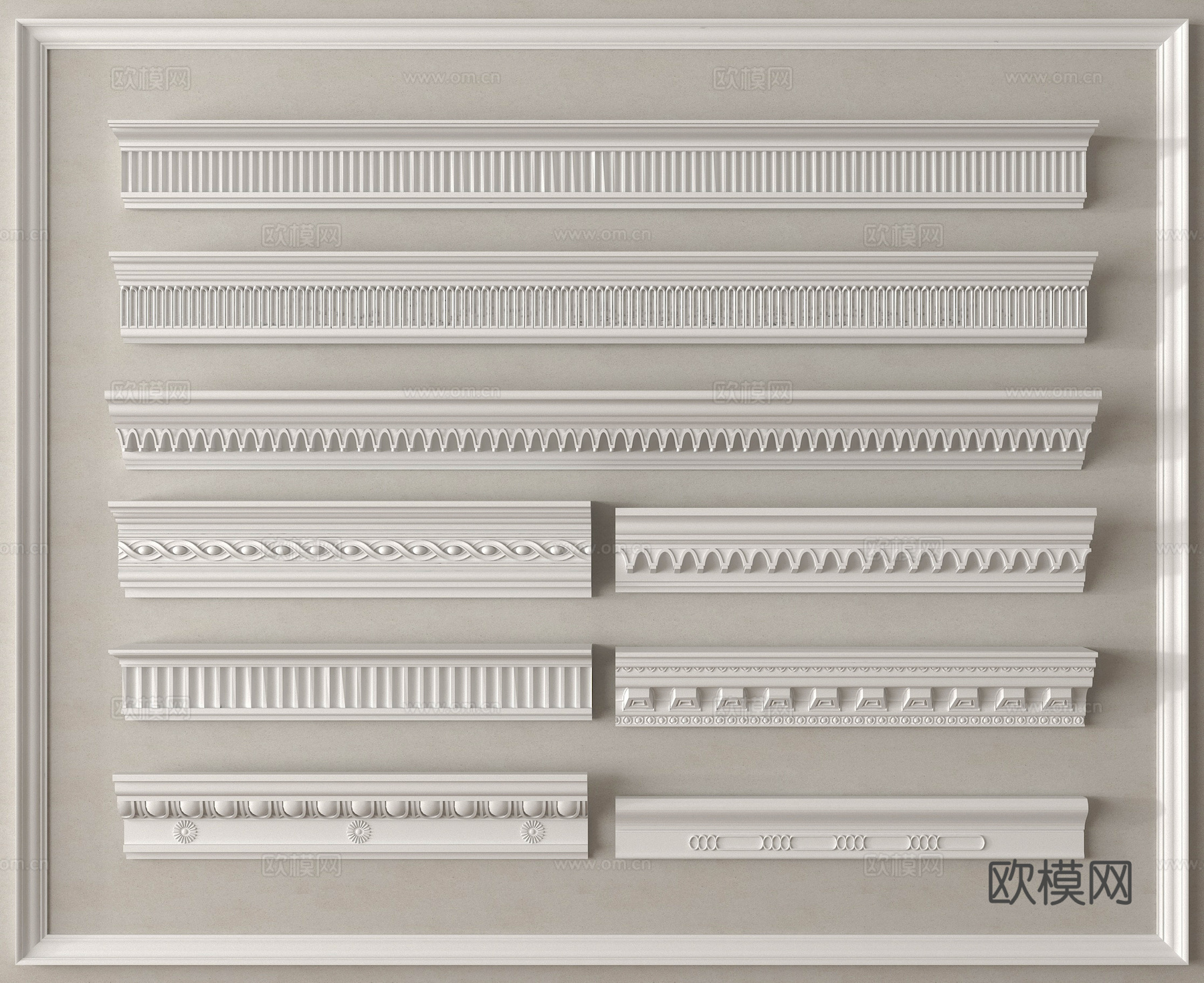 简欧石膏线 线条 天花角线3d模型下载