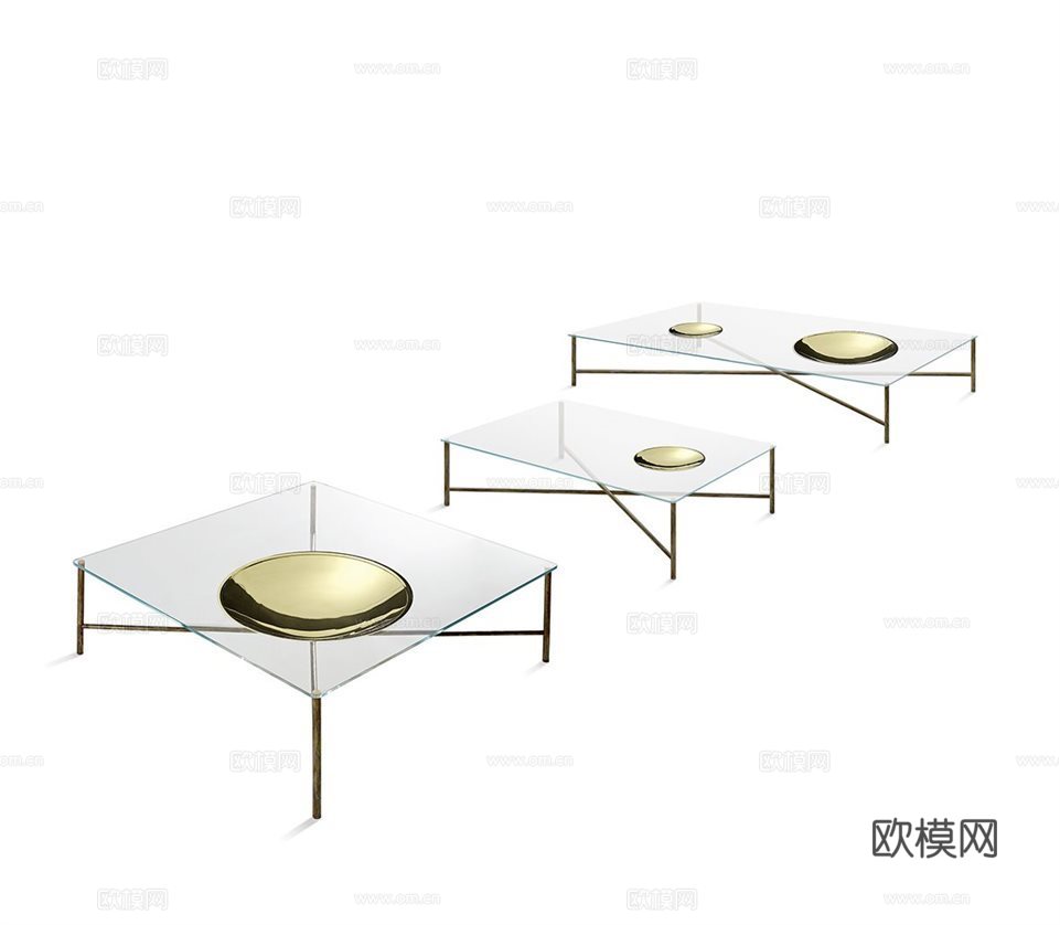 Gallotti&Radice 玻璃茶几3d模型下载（渲染图1）