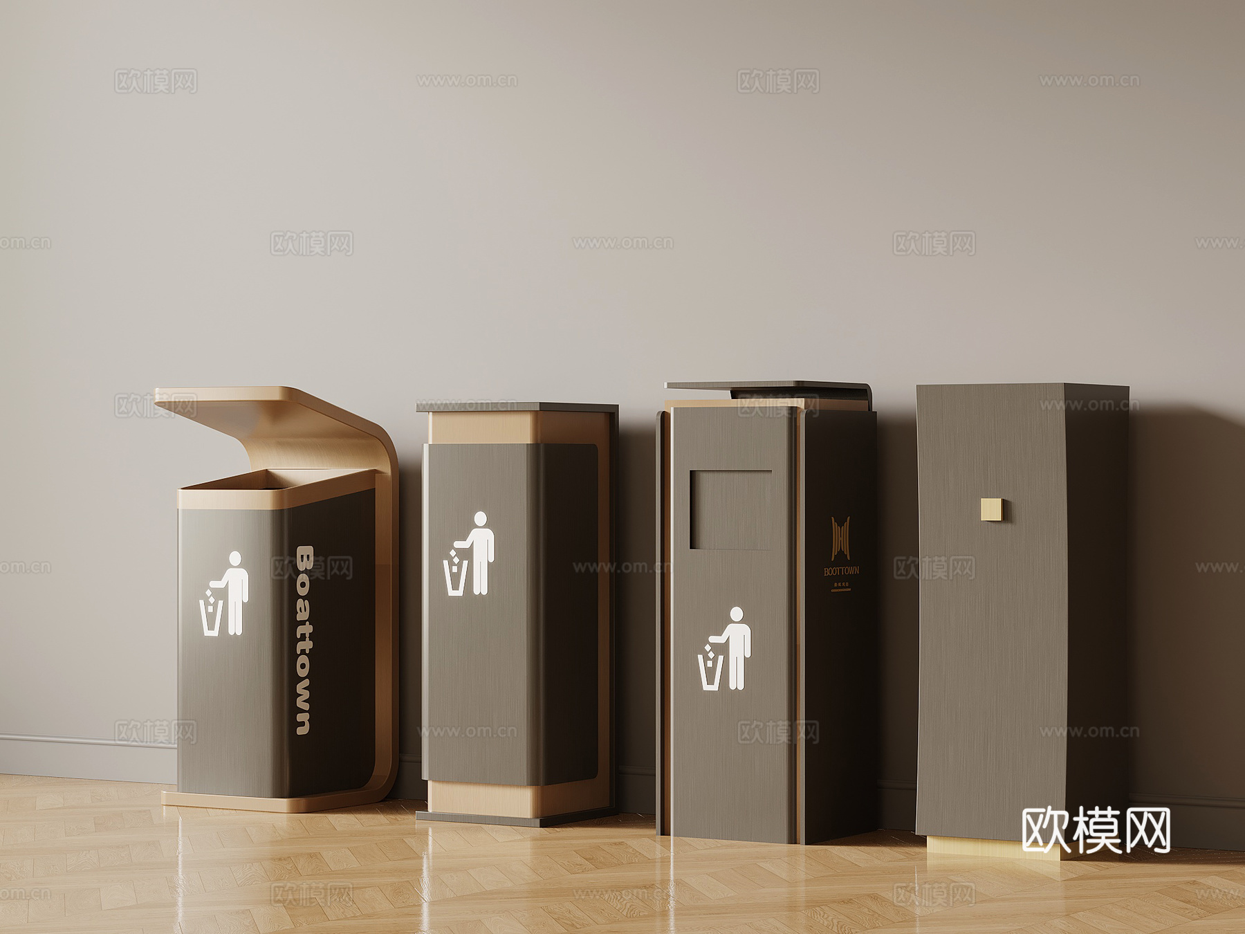 现代垃圾桶 公用垃圾桶 市政垃圾桶su模型
