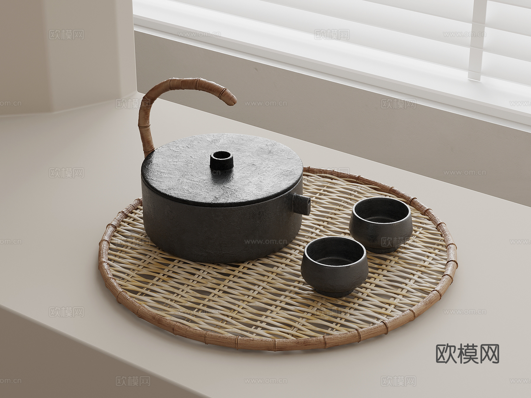 新中式茶具su模型