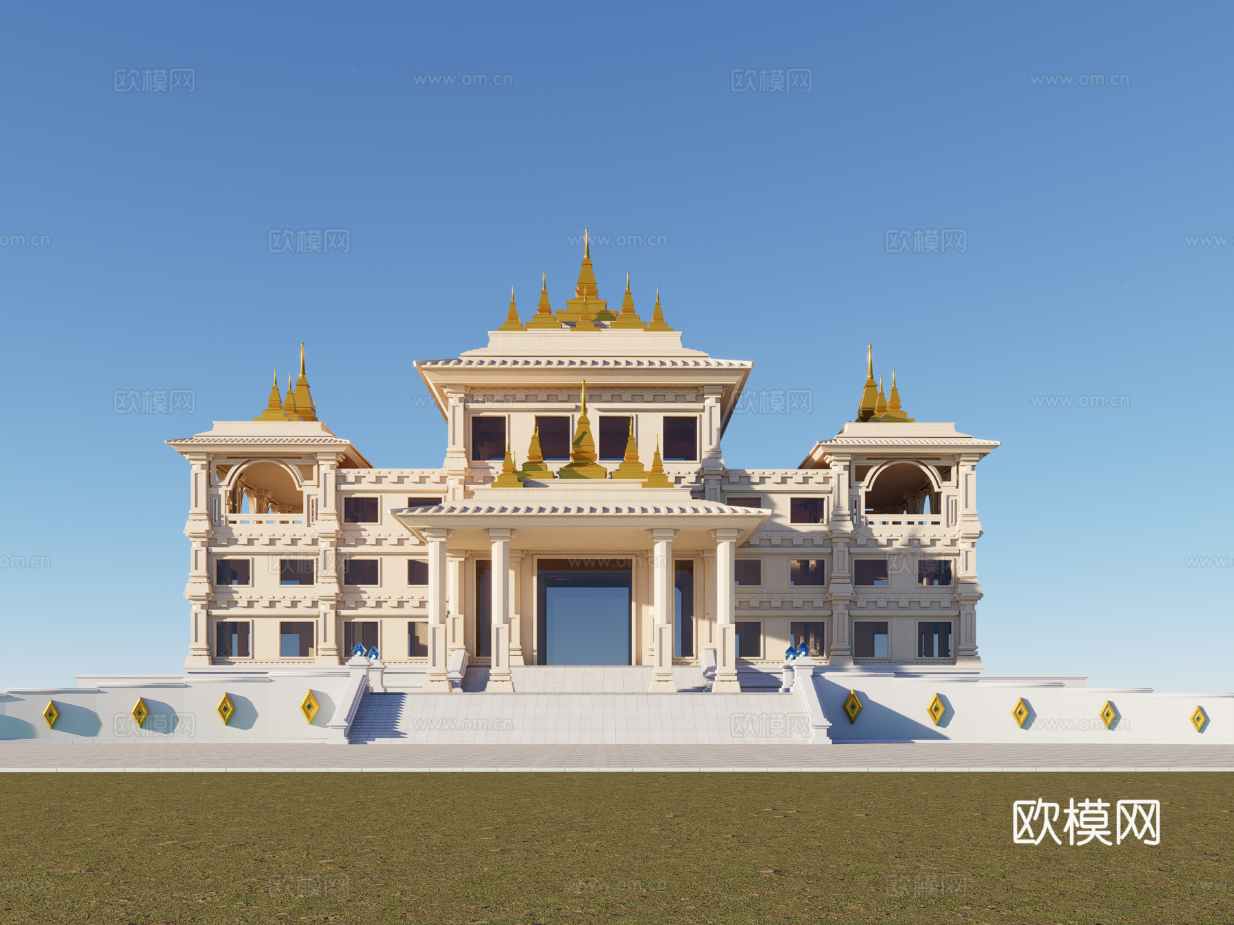 东南亚风格教学楼3d模型