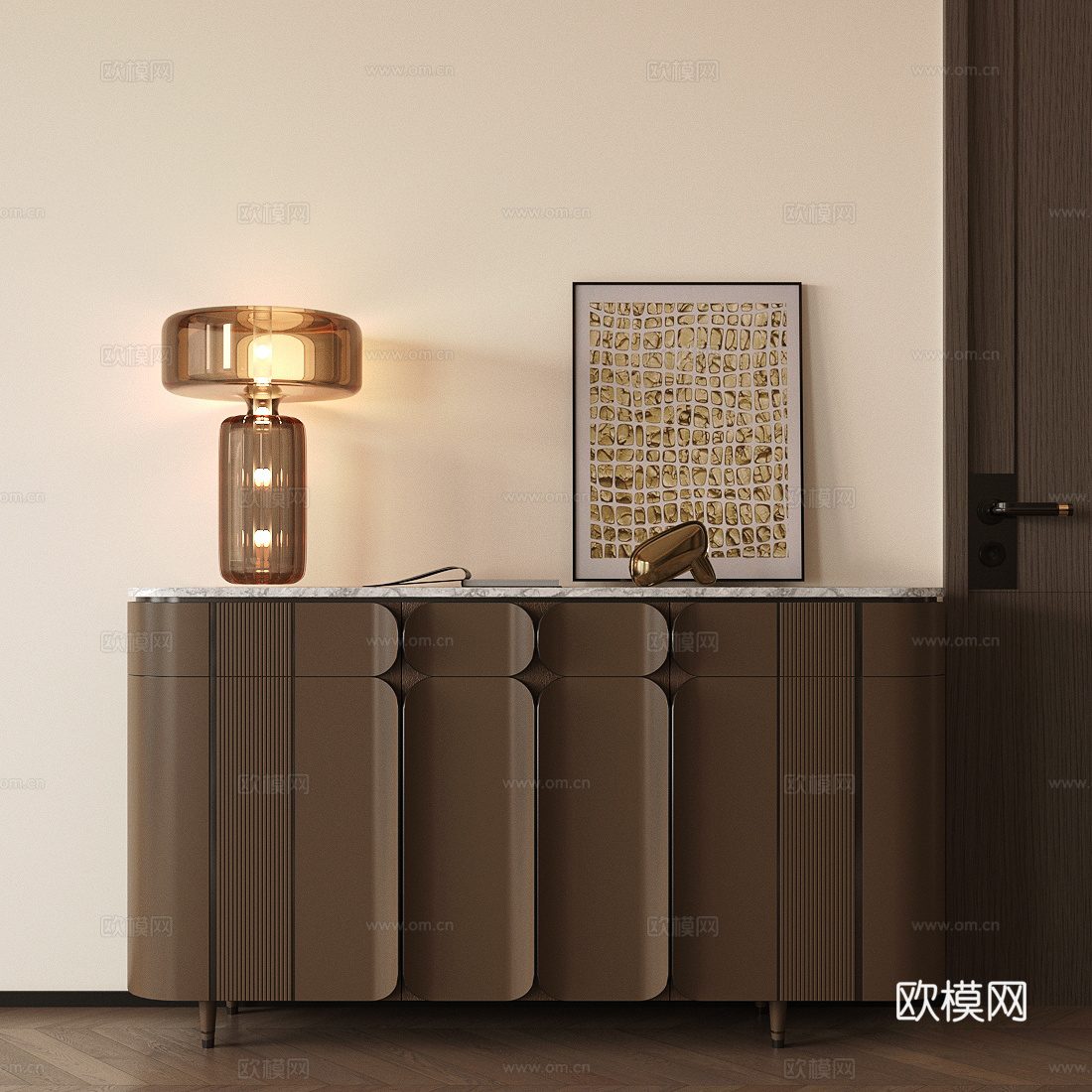 现代意式玄关柜 端景台玄关柜 中古风装饰性柜 海派风玄关柜3d模型