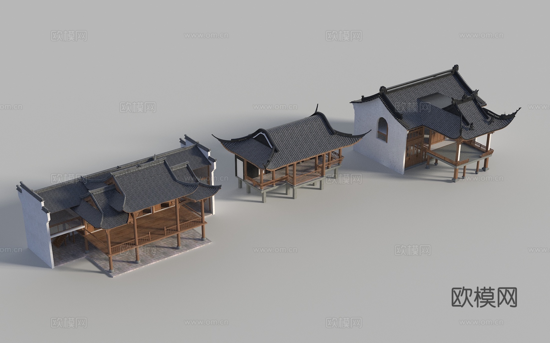 中式戏台 古建戏台 演出台 古建筑su模型