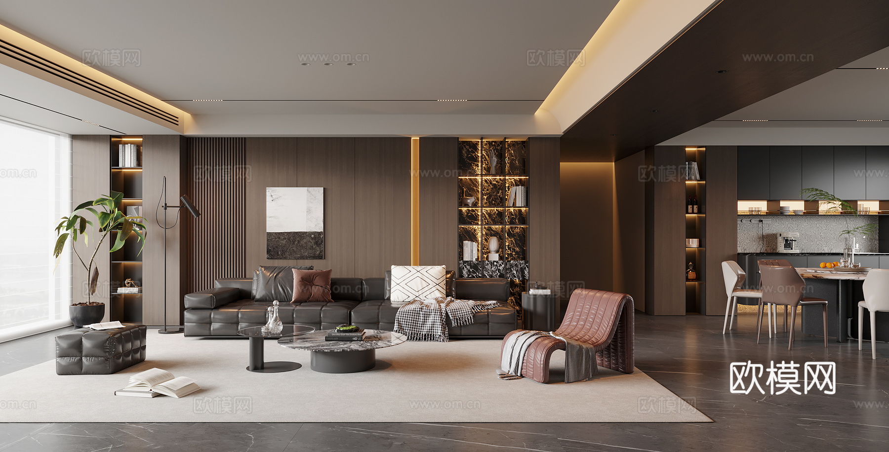 现代意式客餐厅3d模型下载