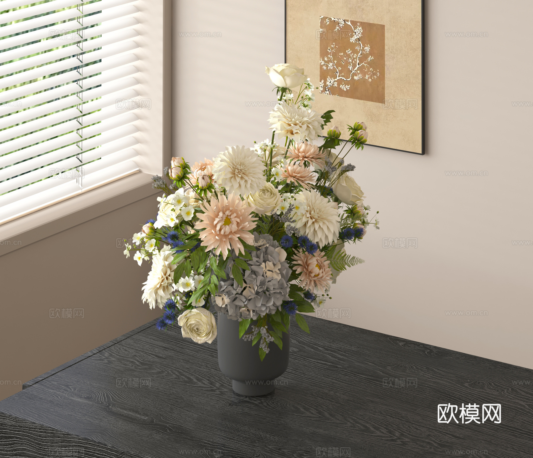 鲜花 插画 花瓶花艺su模型