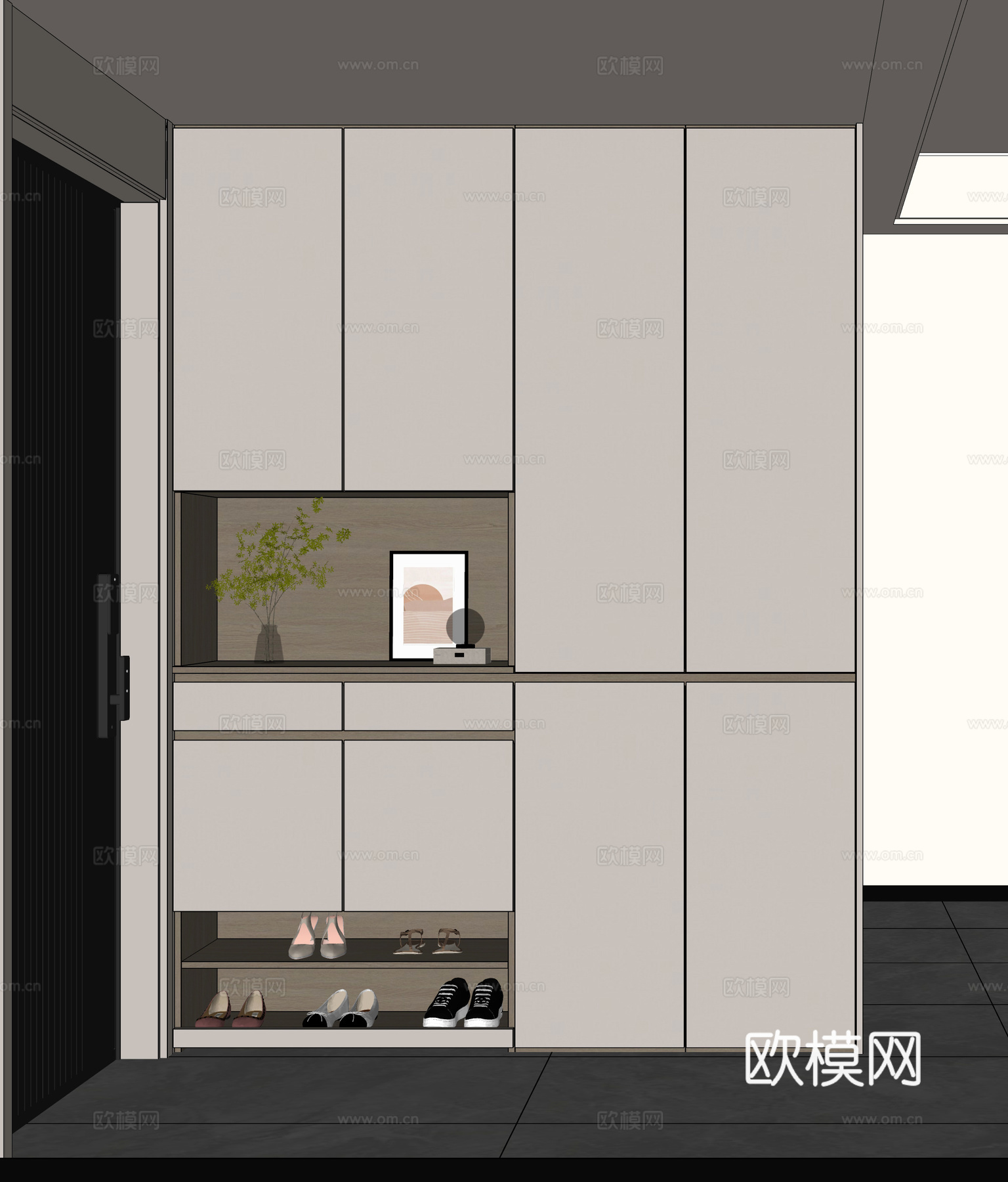 现代入户鞋柜 玄关柜su模型