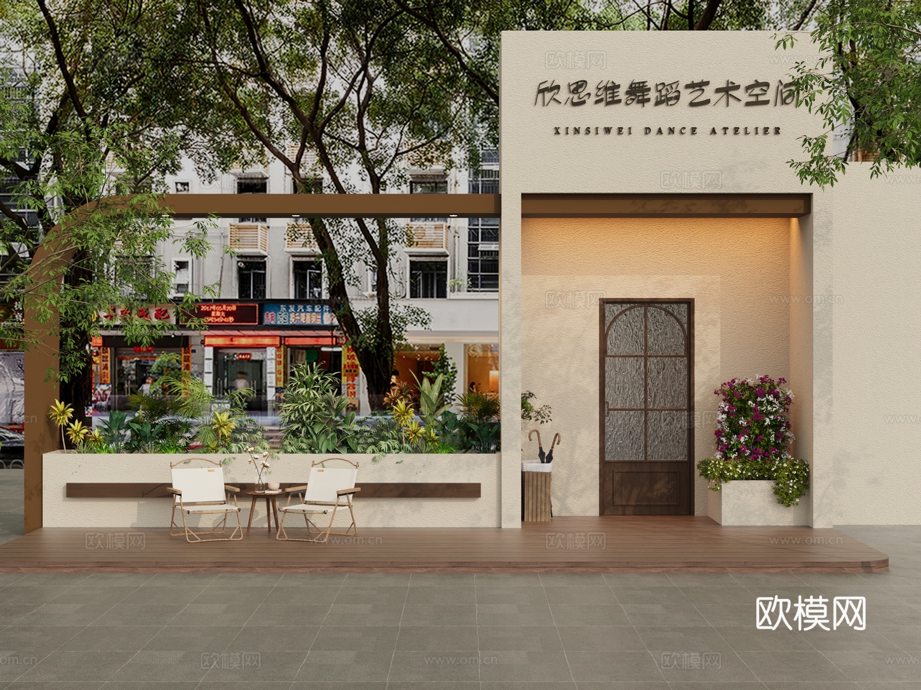 艺术学校门头 舞蹈学校门头 培训机构门头 美容店门头 餐饮店3d模型