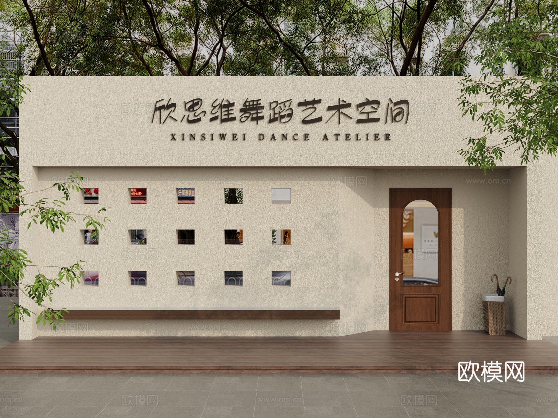 艺术学校门头 舞蹈学校门头 培训机构门头 美容店门头 餐饮店3d模型