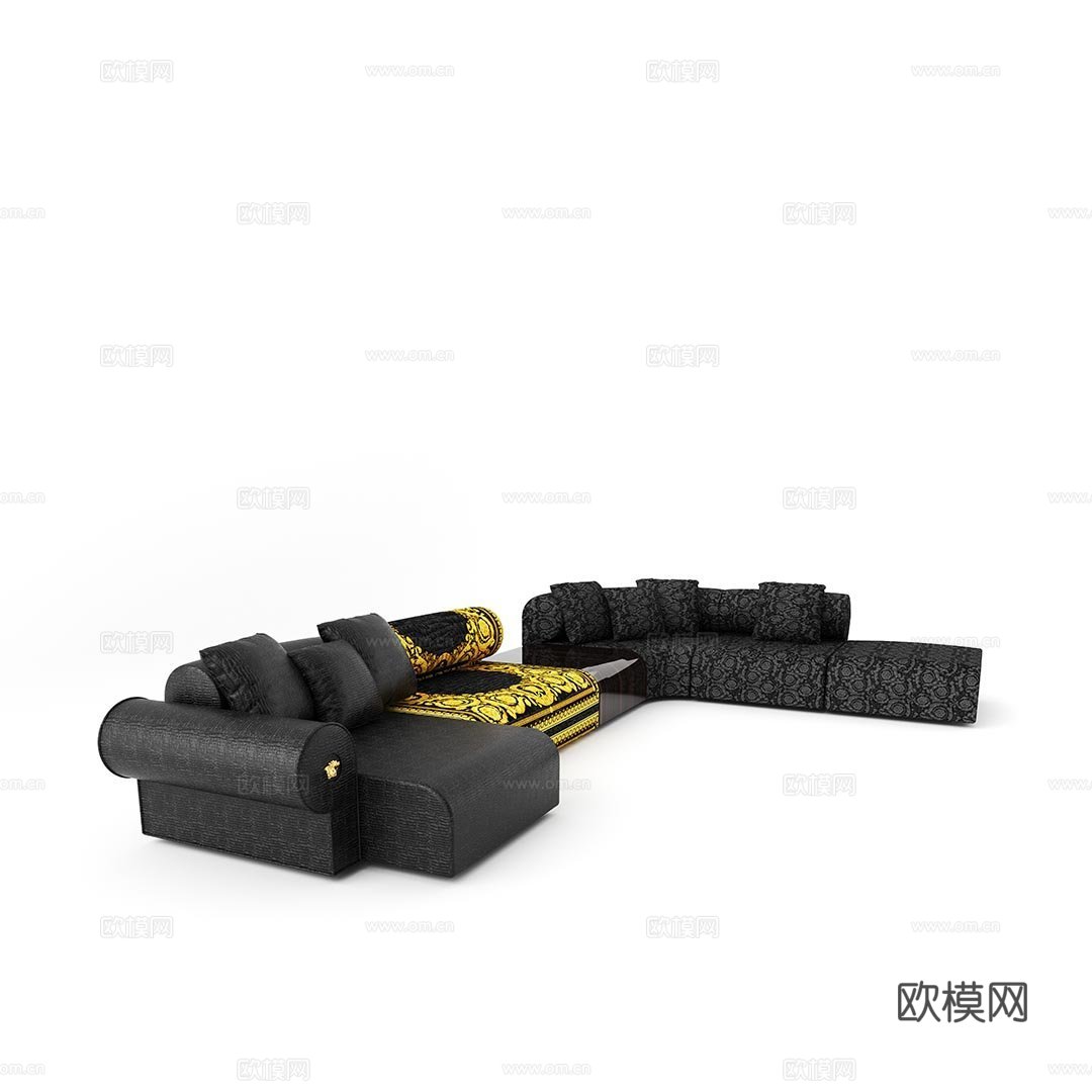 VERSACEA 意式转角沙发3d模型下载（渲染图1）