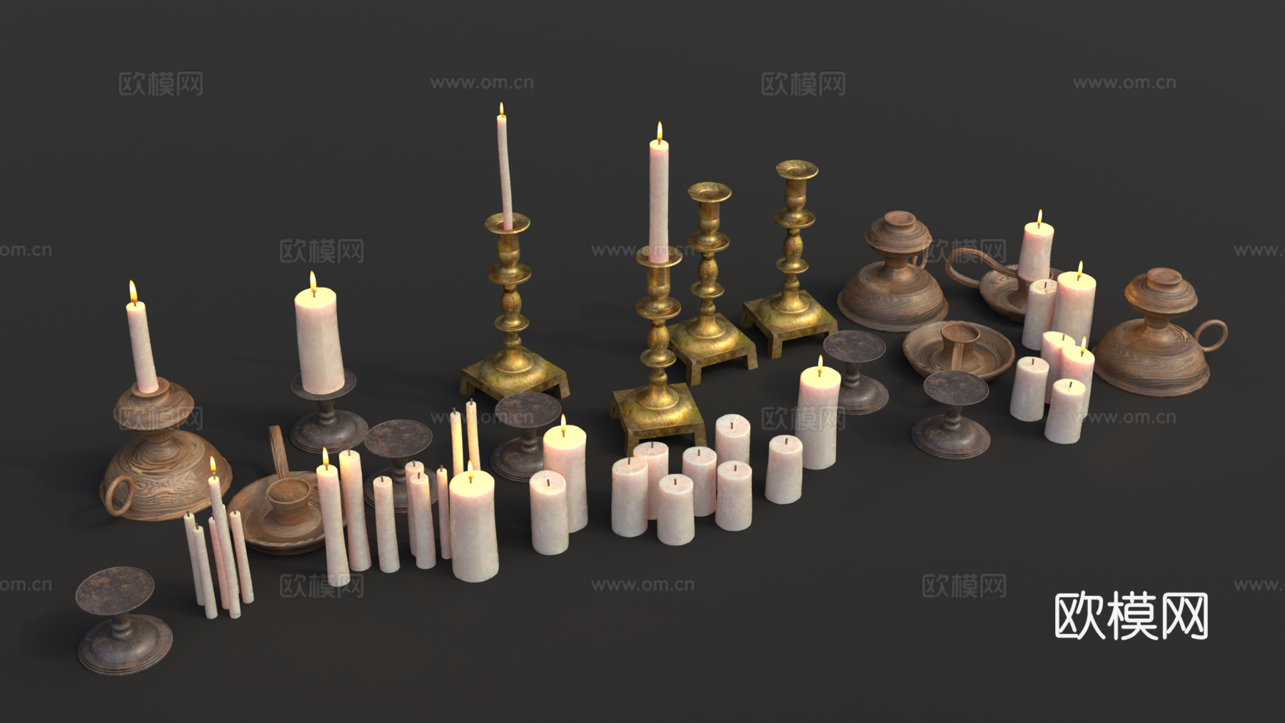 中世纪烛台 欧式烛台 复古烛台 蜡烛 烛台su模型