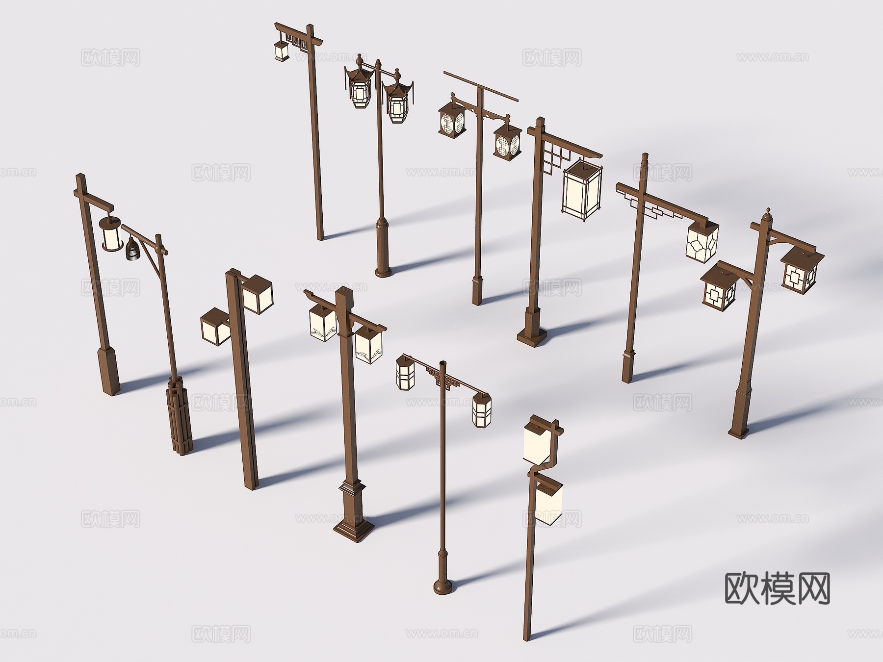 中式庭院灯 景观灯 中式灯具组合 中式路灯 欧式路灯 欧式庭3d模型