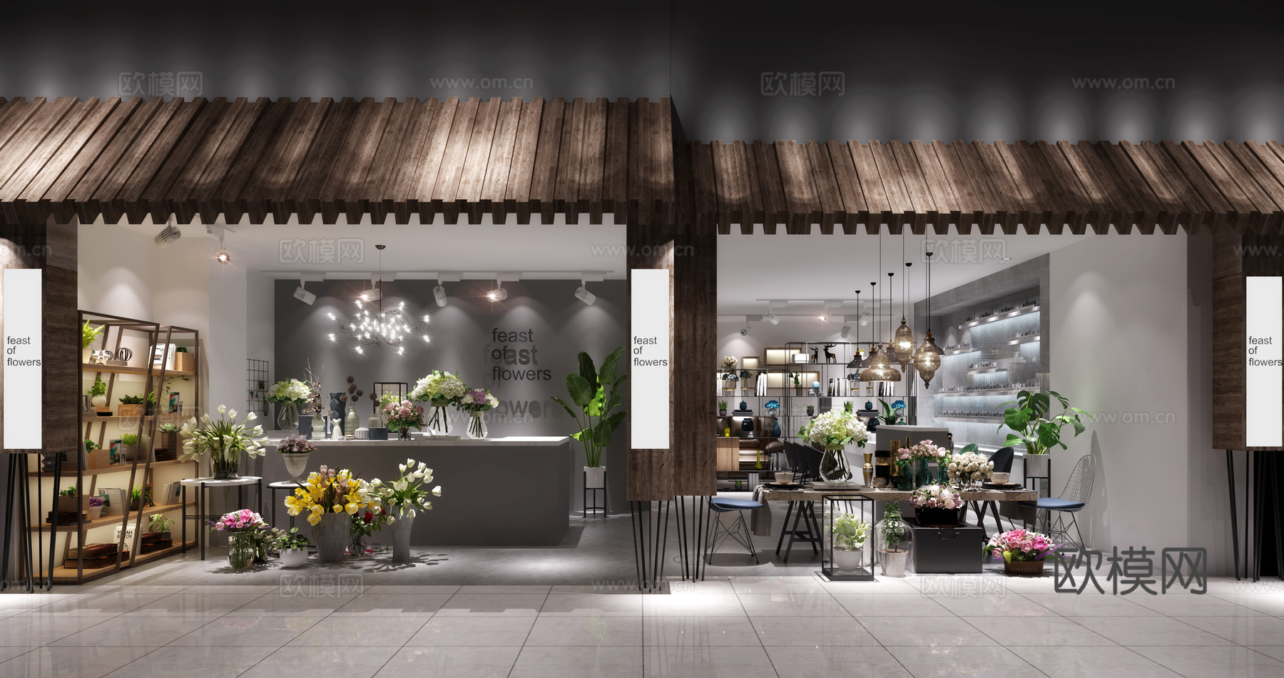 现代美容店 花3d模型