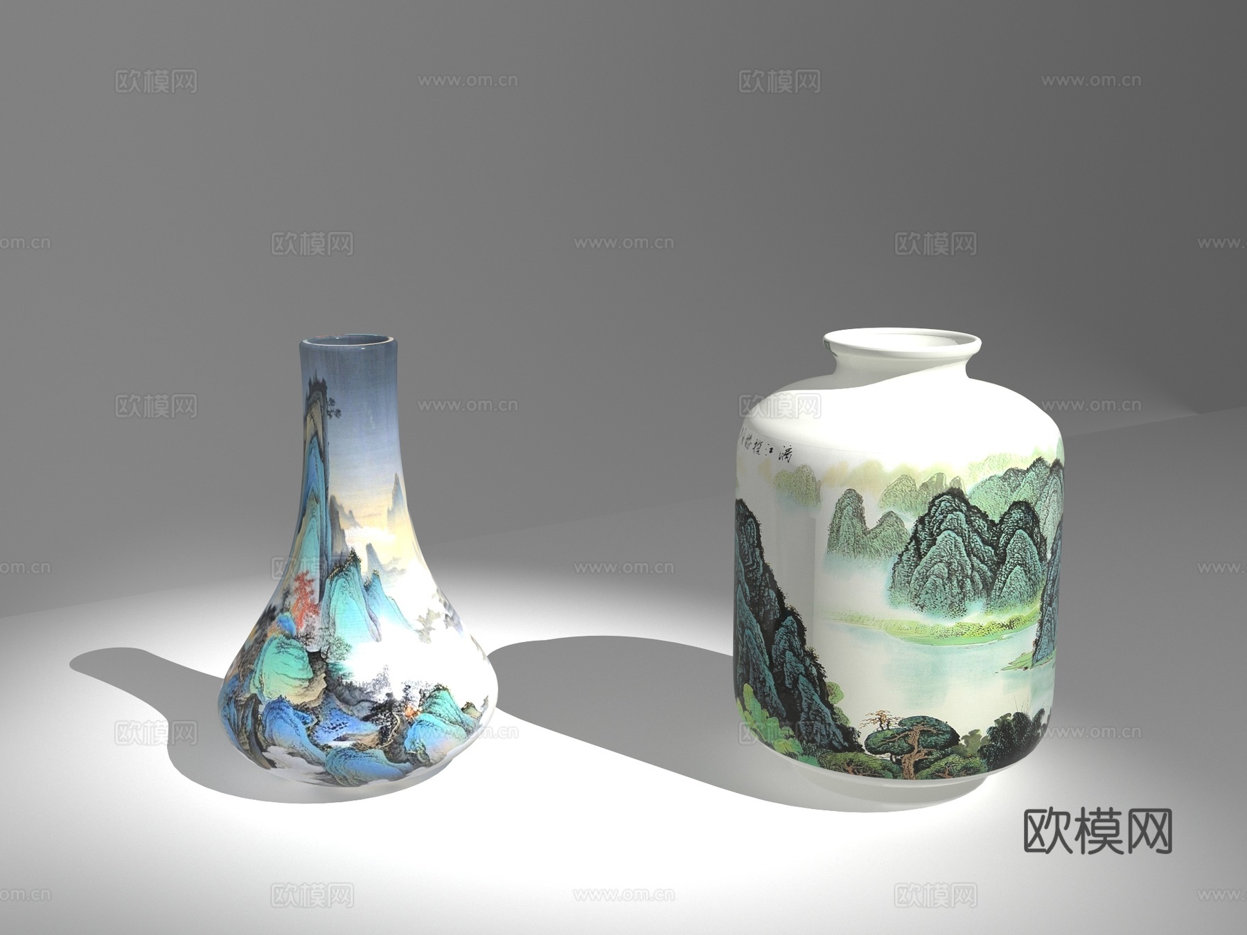 花瓶 中式花瓶 中式陶瓷 青花瓷3d模型下载