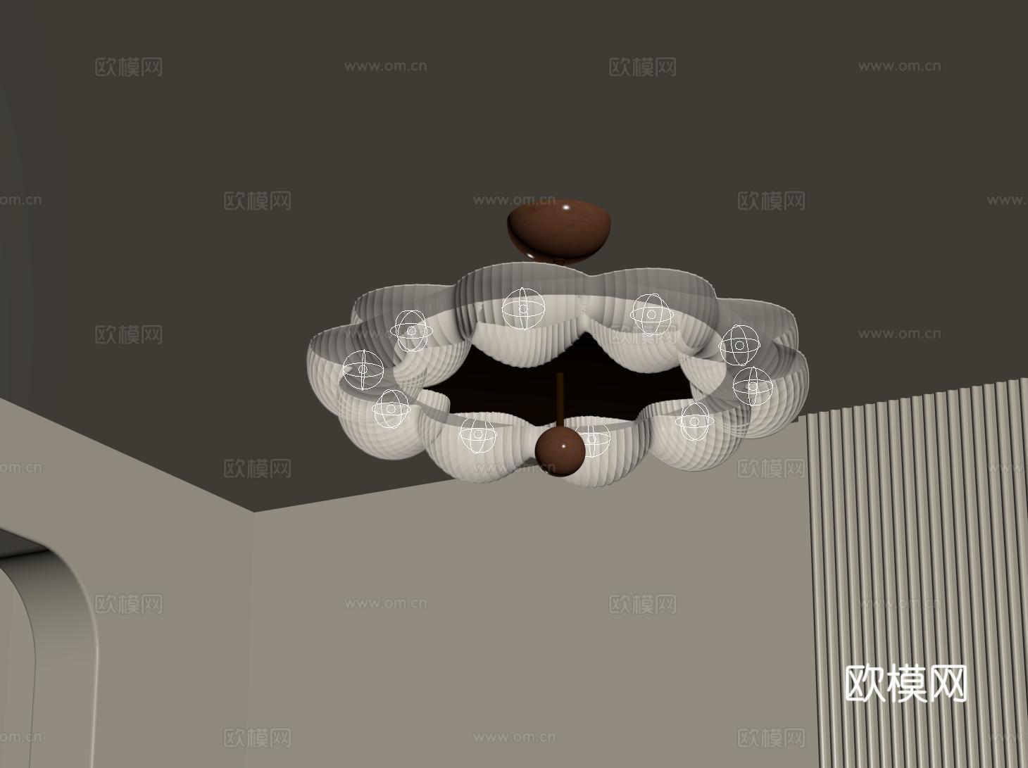 法式客厅吸顶灯 卧室吸顶灯su模型