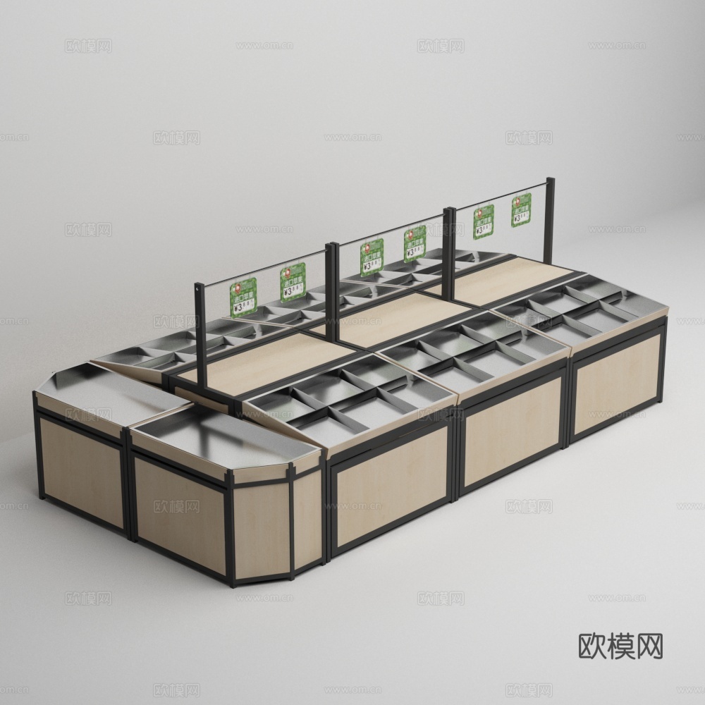 水果店不锈钢盆货架3d模型