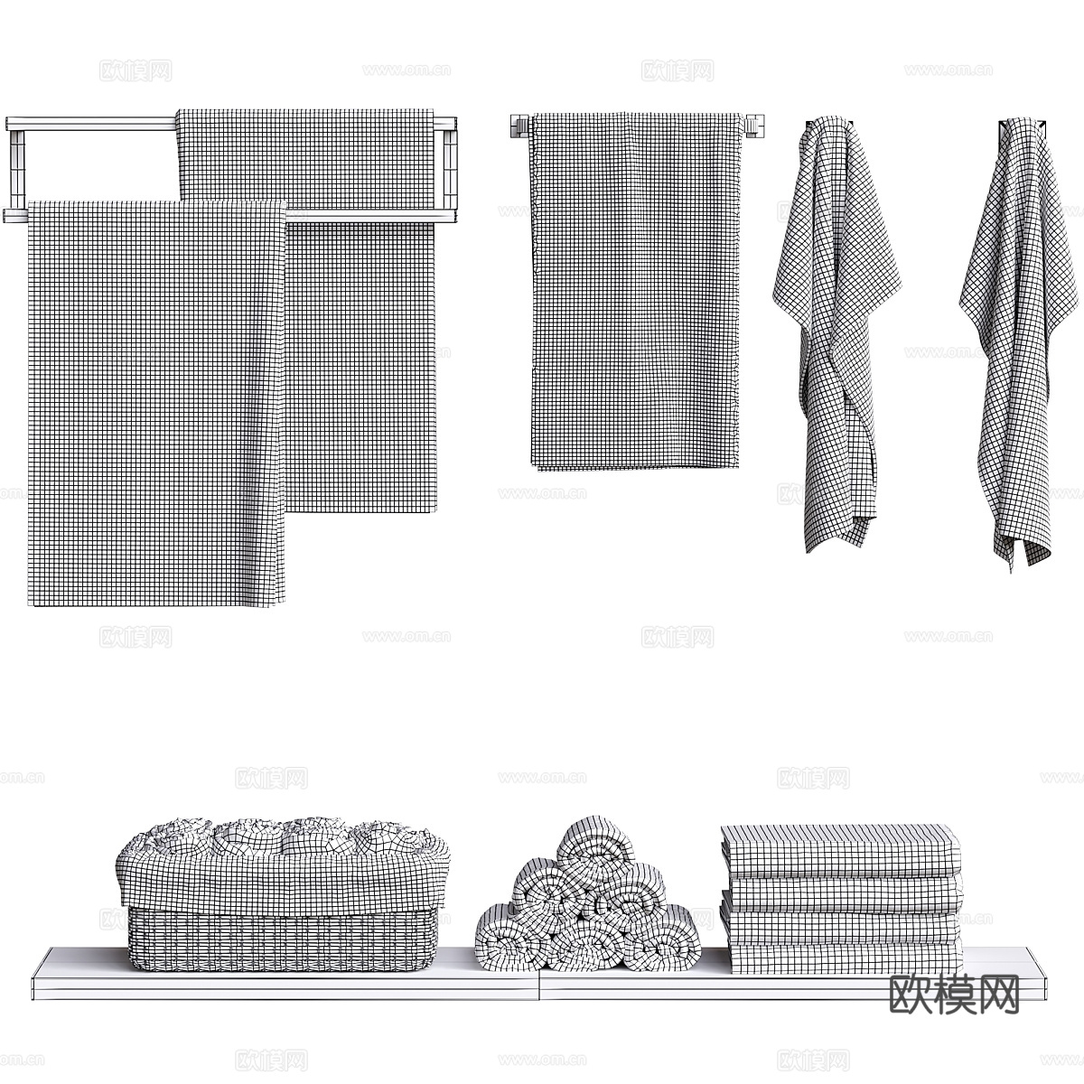 新中式卫浴毛巾 毛巾架3d模型下载（渲染图4）